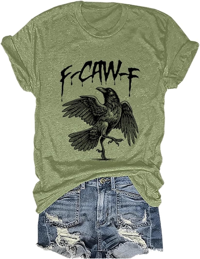 Vintage F-Caw-F Crow Chicken Funny Halloween Bird Graphic V-Neck T-Shirt - Trending POD product with BSR 81,942