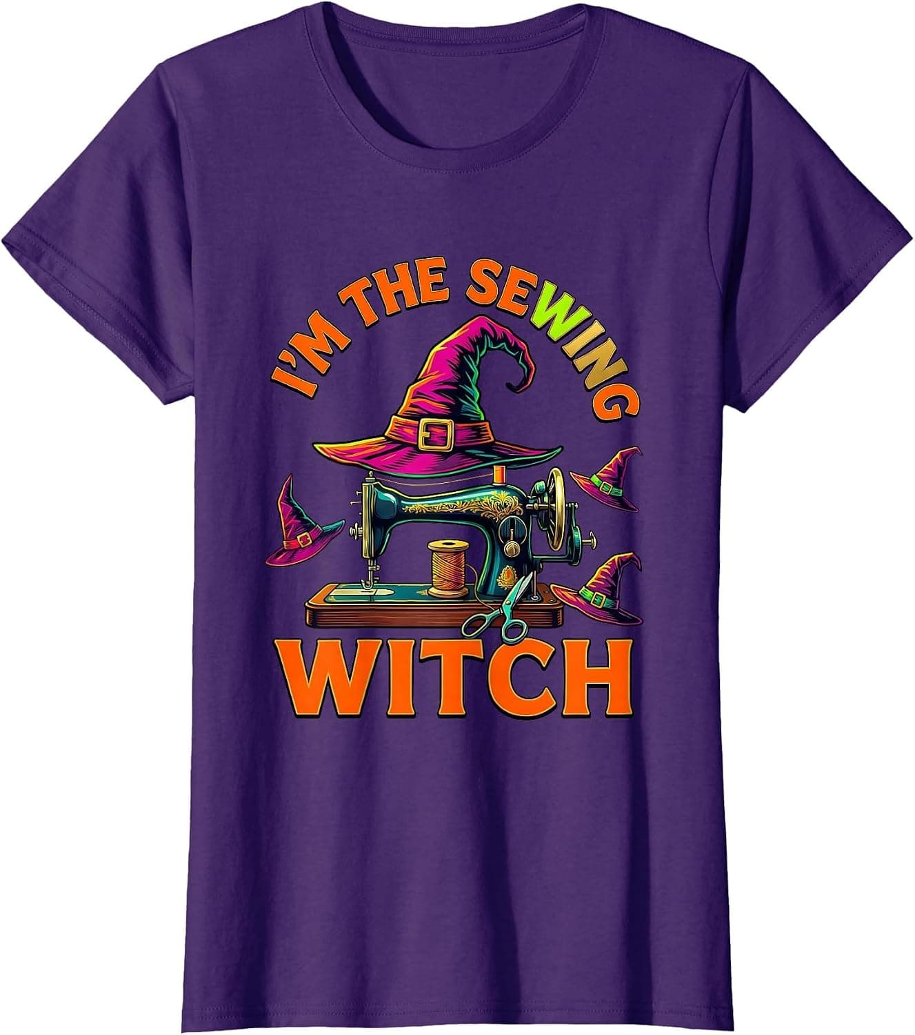 Women's I'm The Sewing Witch Colorful Halloween Matching Group T-Shirt - Trending Amazon merch on demand shirt with BSR 1,516,762