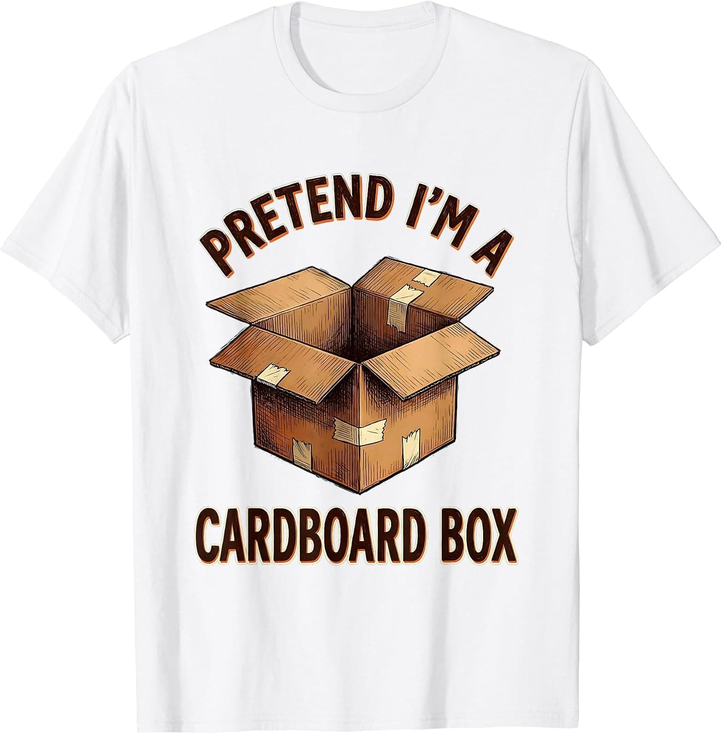 Men's Pretend I'm A Cardboard Box Funny Lazy Halloween Costume T-Shirt - Trending Amazon merch on demand shirt with BSR 1,094,844
