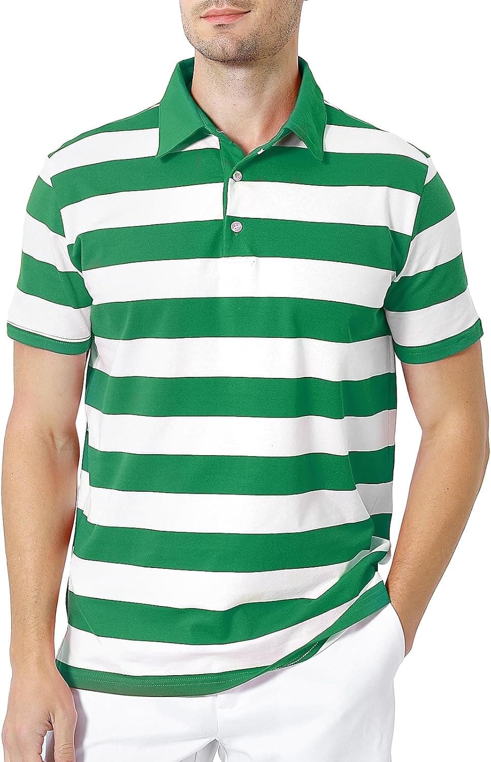 Funny World Men's Striped Polo Cotton Regular Fit Casual Short Sleeve Golf Shirt - Trending POD product with BSR 248,189