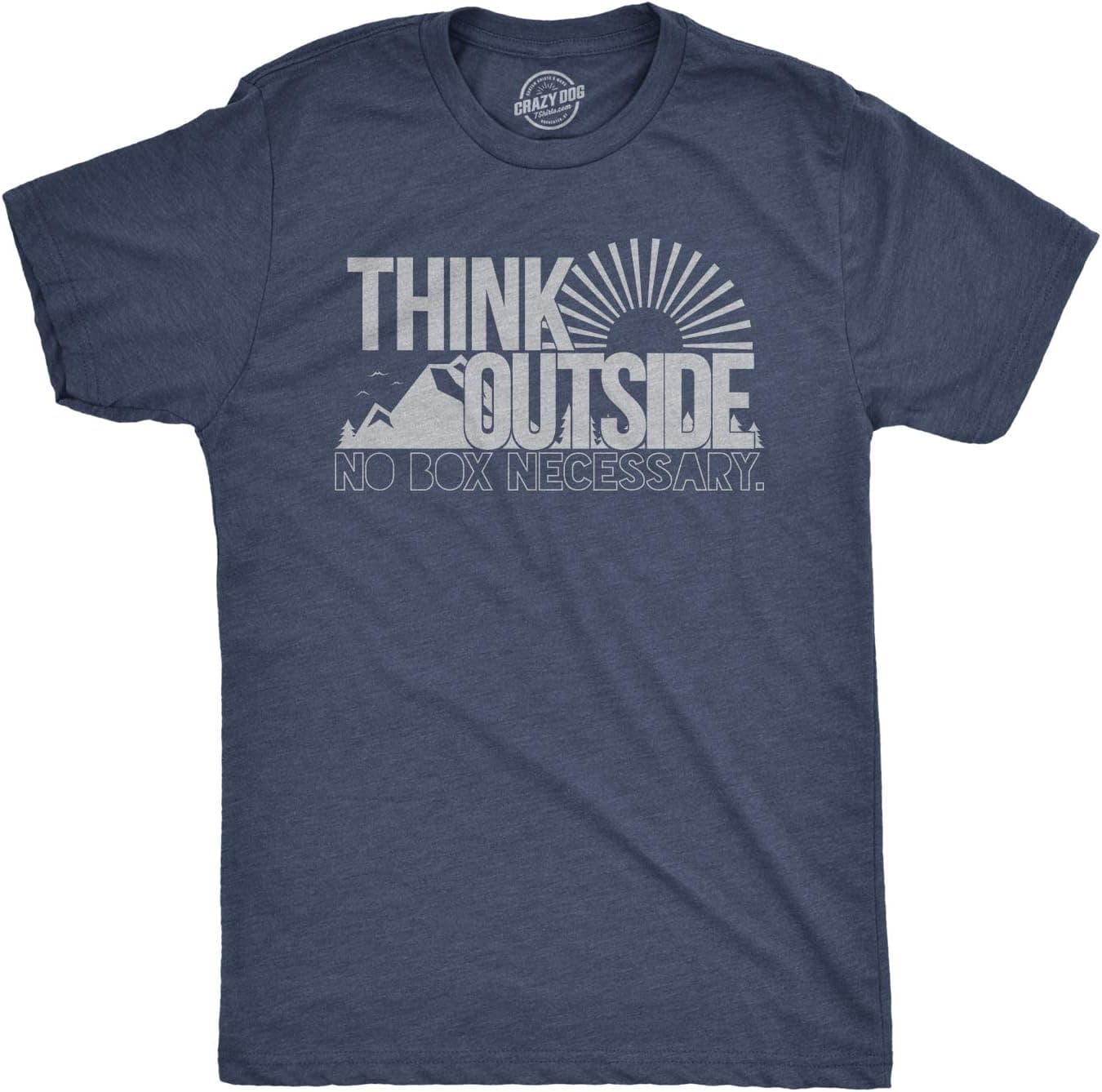 Funny Camping Shirts Think Outside and Happy Camper Nature Tees for Guys - Trending POD product with BSR 202,088