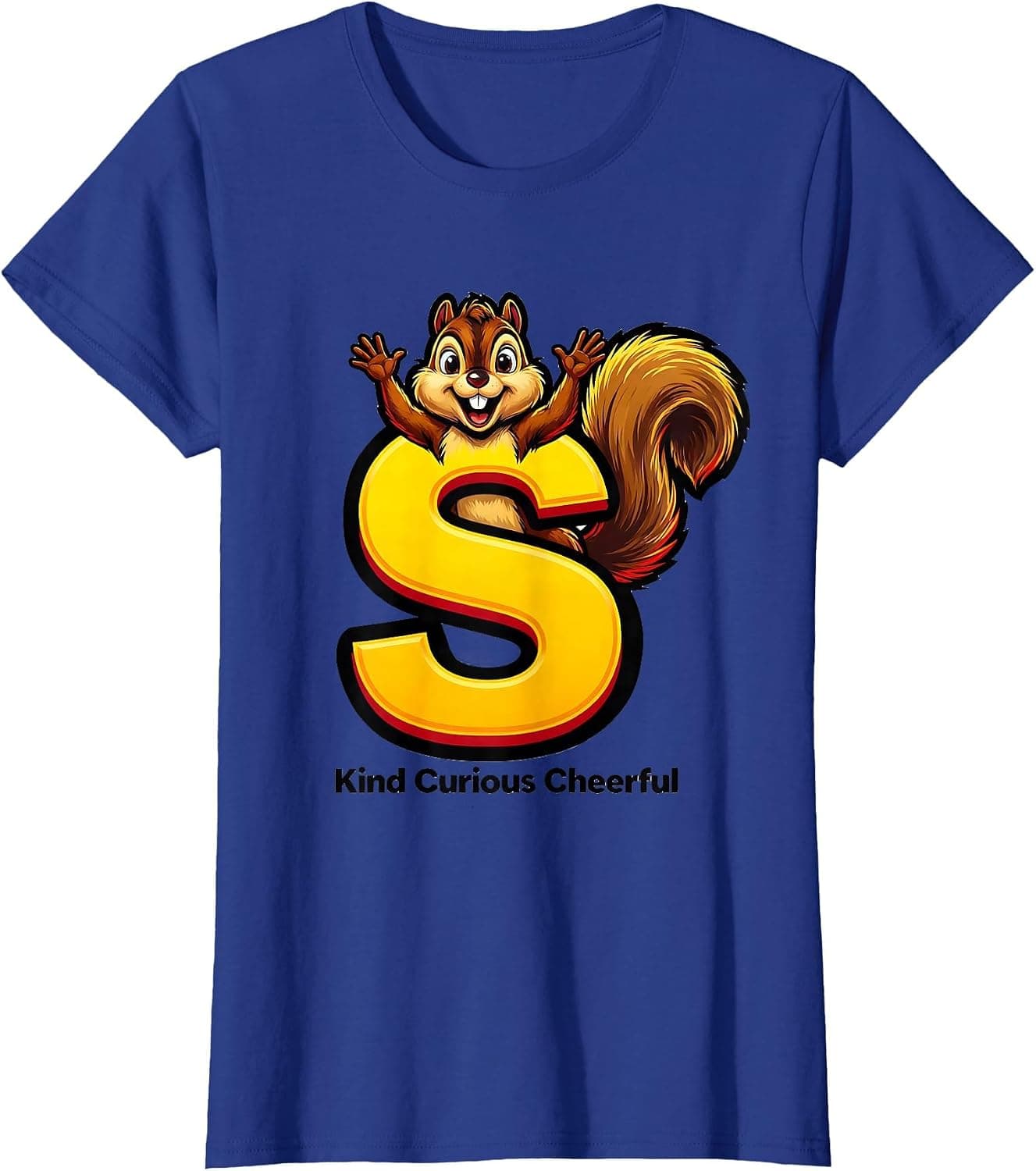 Women's S Kind Curious Cheerful Pop Art Chipmunk Letter Halloween T-Shirt - Trending Amazon merch on demand shirt with BSR 1,725,841