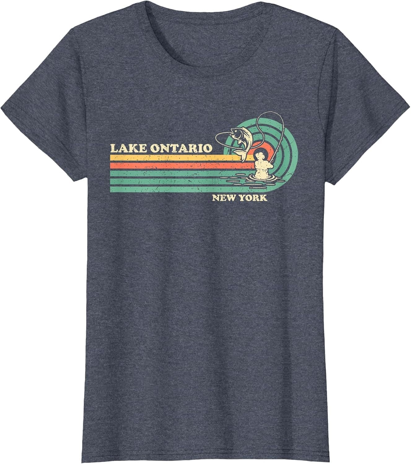 Vintage Retro Summer Fishing New York Ontario Lake T-Shirt - Trending POD product with BSR 147,674