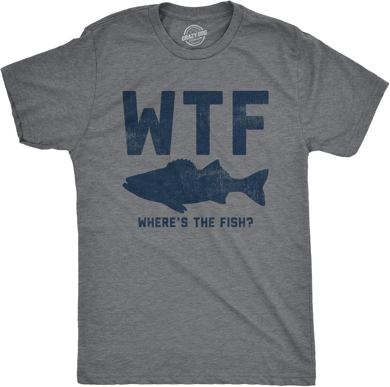 Crazy Dog Mens T Shirt Funny Fishing Joke Tees Novelty Fisherman Shirts - Trending POD product with BSR 130,152