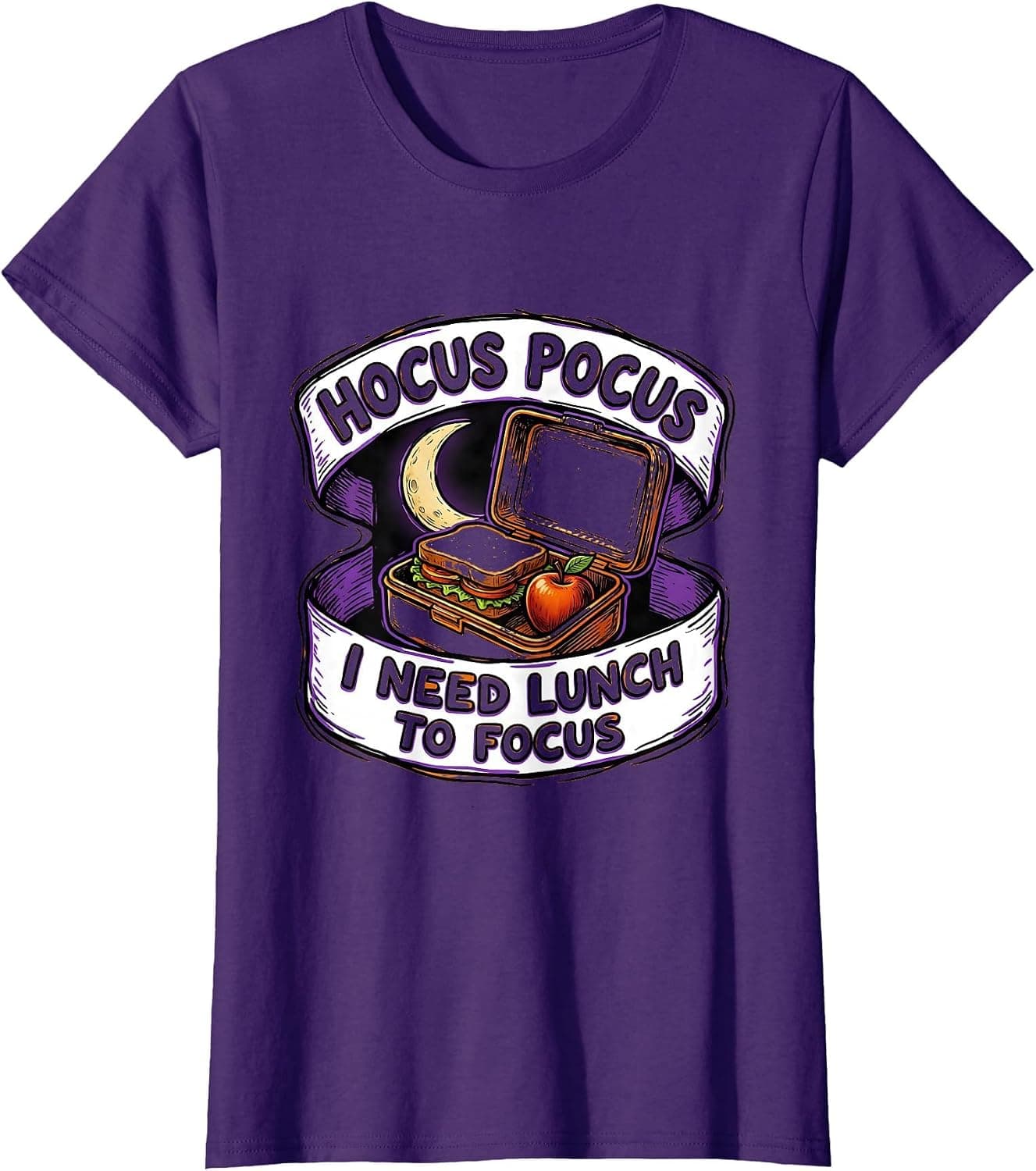 Hocus Pocus I Need Lunch To Focus Funny Halloween Teacher T-Shirt - Trending Amazon merch on demand shirt with BSR 691,501