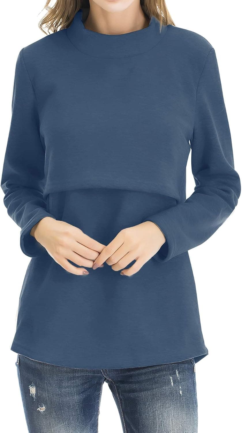 Smallshow Women's Fleece Nursing Tops Shirts Long Sleeve Breastfeeding Clothes - Trending POD product with BSR 140,839