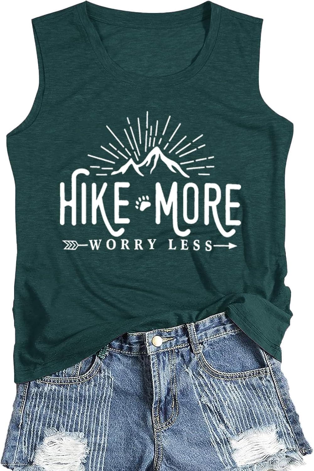 Hiking Shirt for Women Adventure Mountain Graphic Athletic Shirts Funny Hike More Worry Less Tee Tops - Trending POD product with BSR 84,013