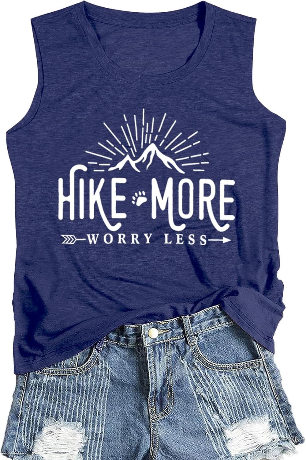Hiking Shirt for Women Adventure Mountain Graphic Athletic Shirts Funny Hike More Worry Less Tee Tops - Trending POD product with BSR 102,525