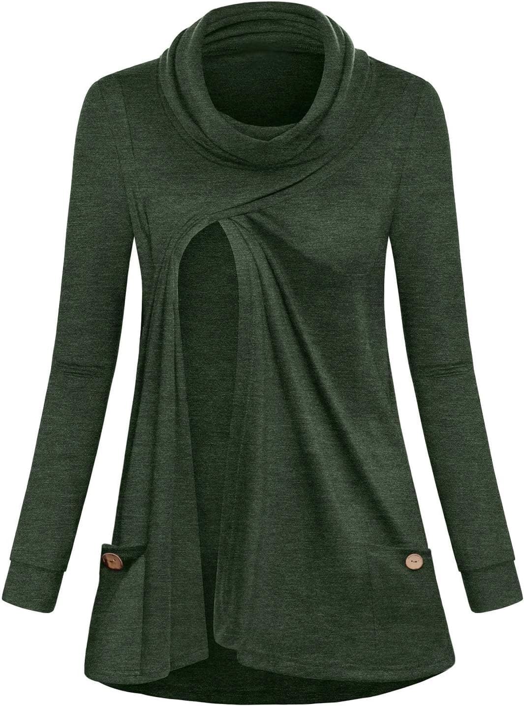 Joymom Maternity Warm Cowl Neck Nursing Sweatshirt Breastfeeding Tunic Tops - Trending POD product with BSR 199,746