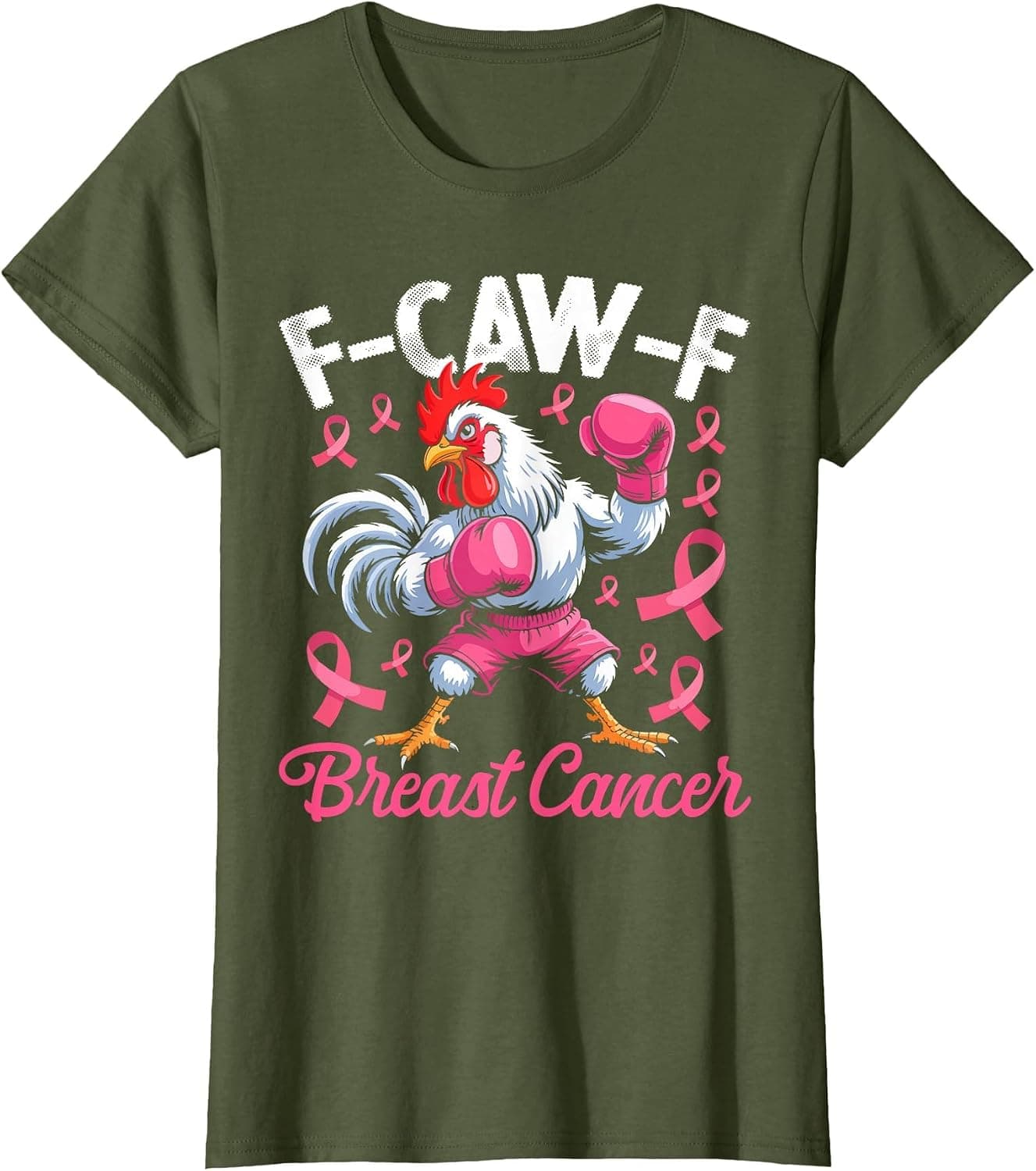 F-Caw-F Rooster Meme Chicken Humor Breast Cancer Awareness T-Shirt - Trending POD product with BSR 235,446