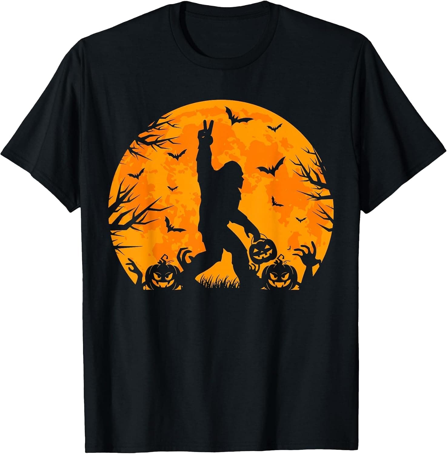 Spooky Halloween Bigfoot Pumpkin Funny Halloween Sasquatch T-Shirt - Trending POD product with BSR 81,736