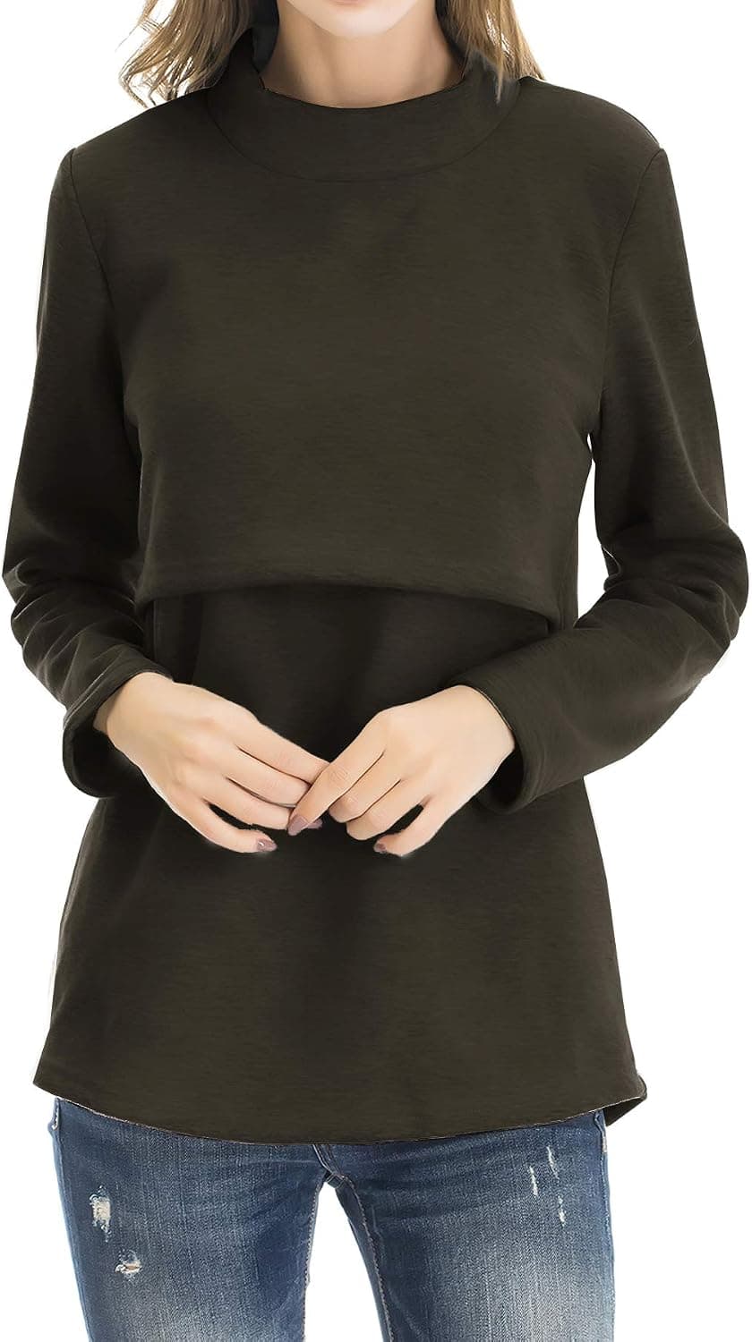 Smallshow Women's Fleece Nursing Tops Shirts Long Sleeve Breastfeeding Clothes - Trending POD product with BSR 138,949