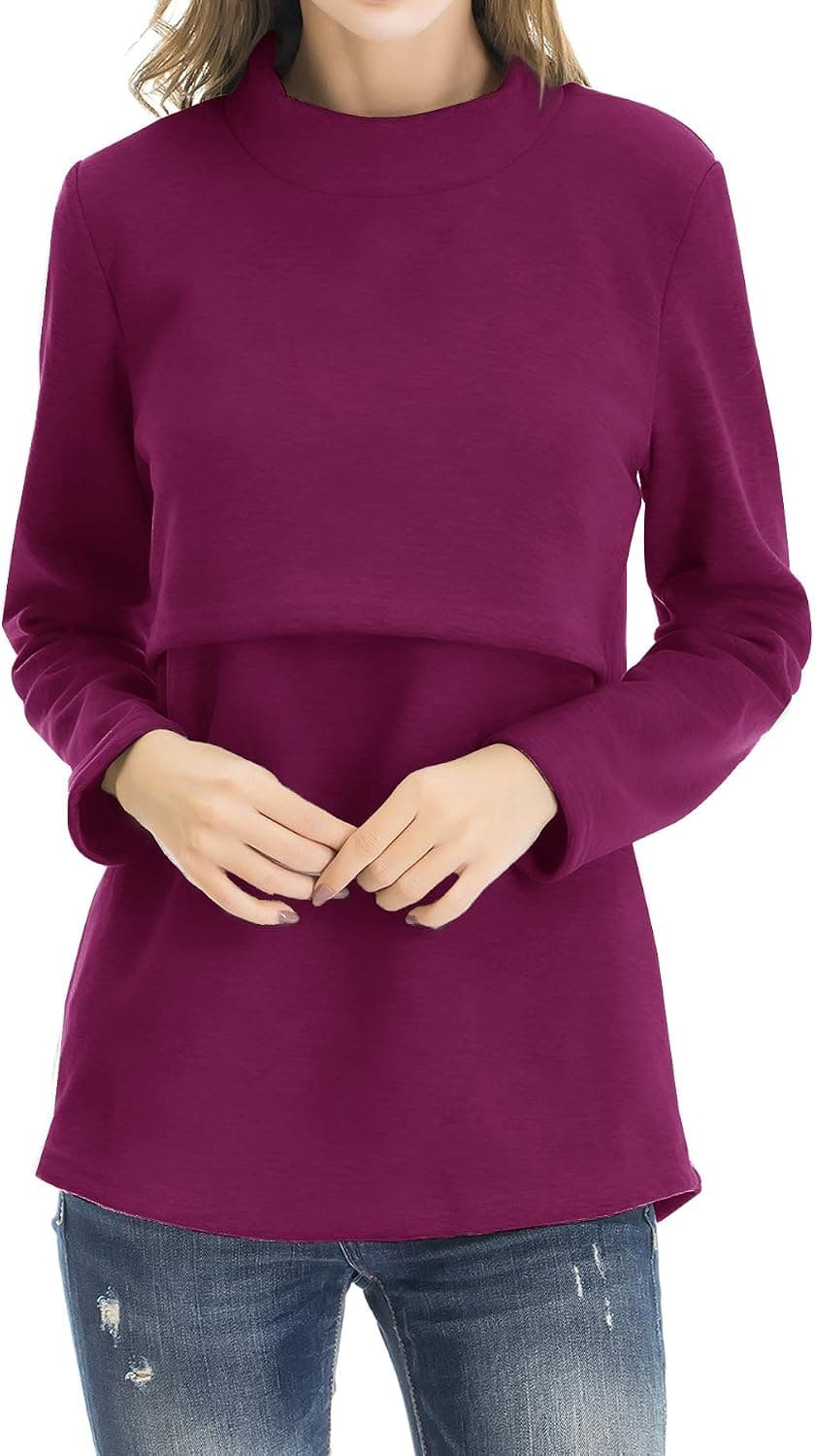 Smallshow Women's Fleece Nursing Tops Shirts Long Sleeve Breastfeeding Clothes - Trending POD product with BSR 138,951