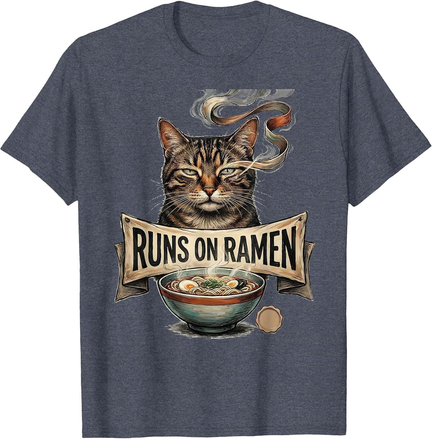 Men's Runs On Ramen Funny Cat Ramen Graphic Japanese Kawaii Anime T-Shirt - Trending Amazon merch on demand shirt with BSR 1,711,158