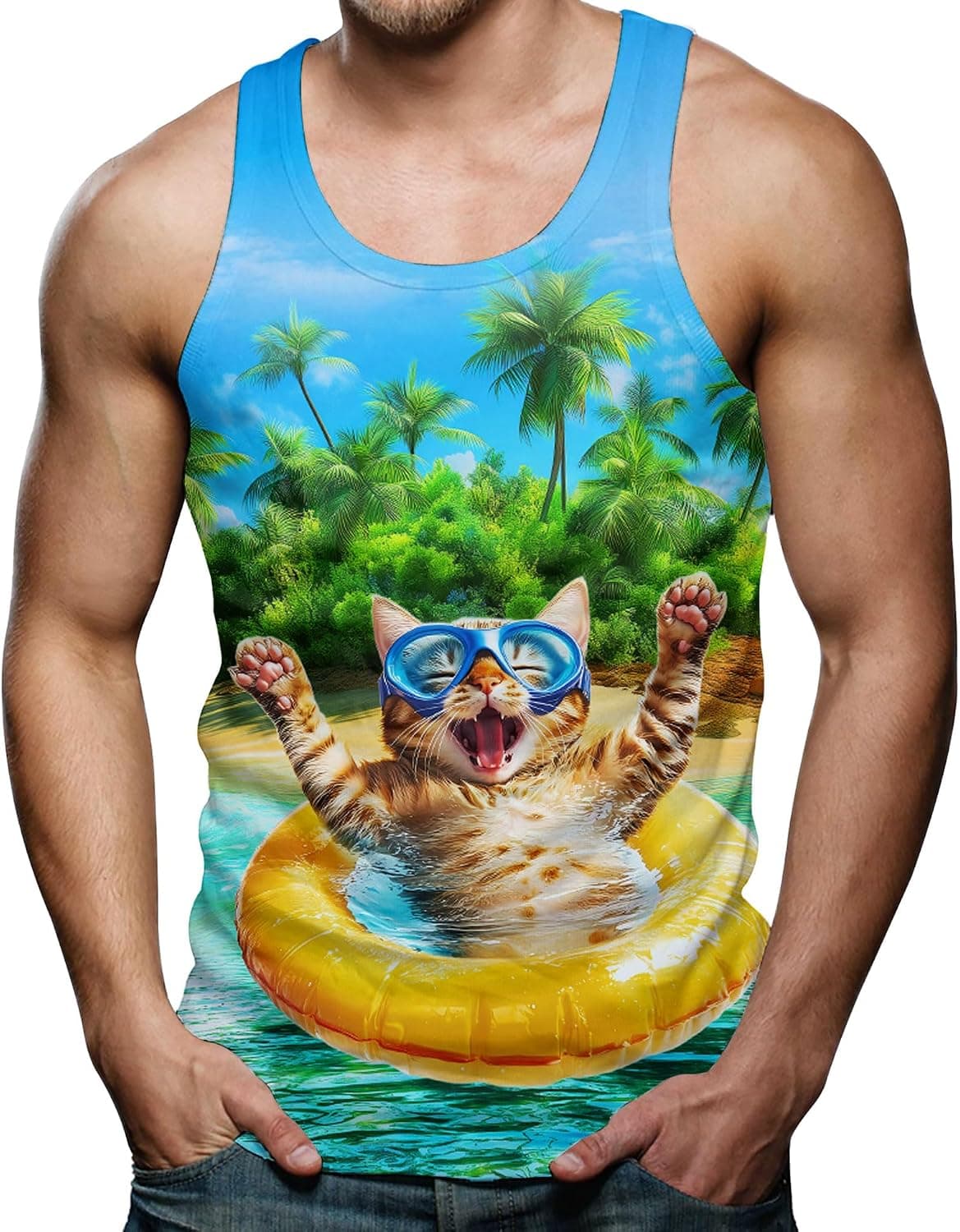 RAISEVERN Mens Tank Top Sleeveless Tee Shirt Gym Workout T-Shirt - Trending POD product with BSR 205,247