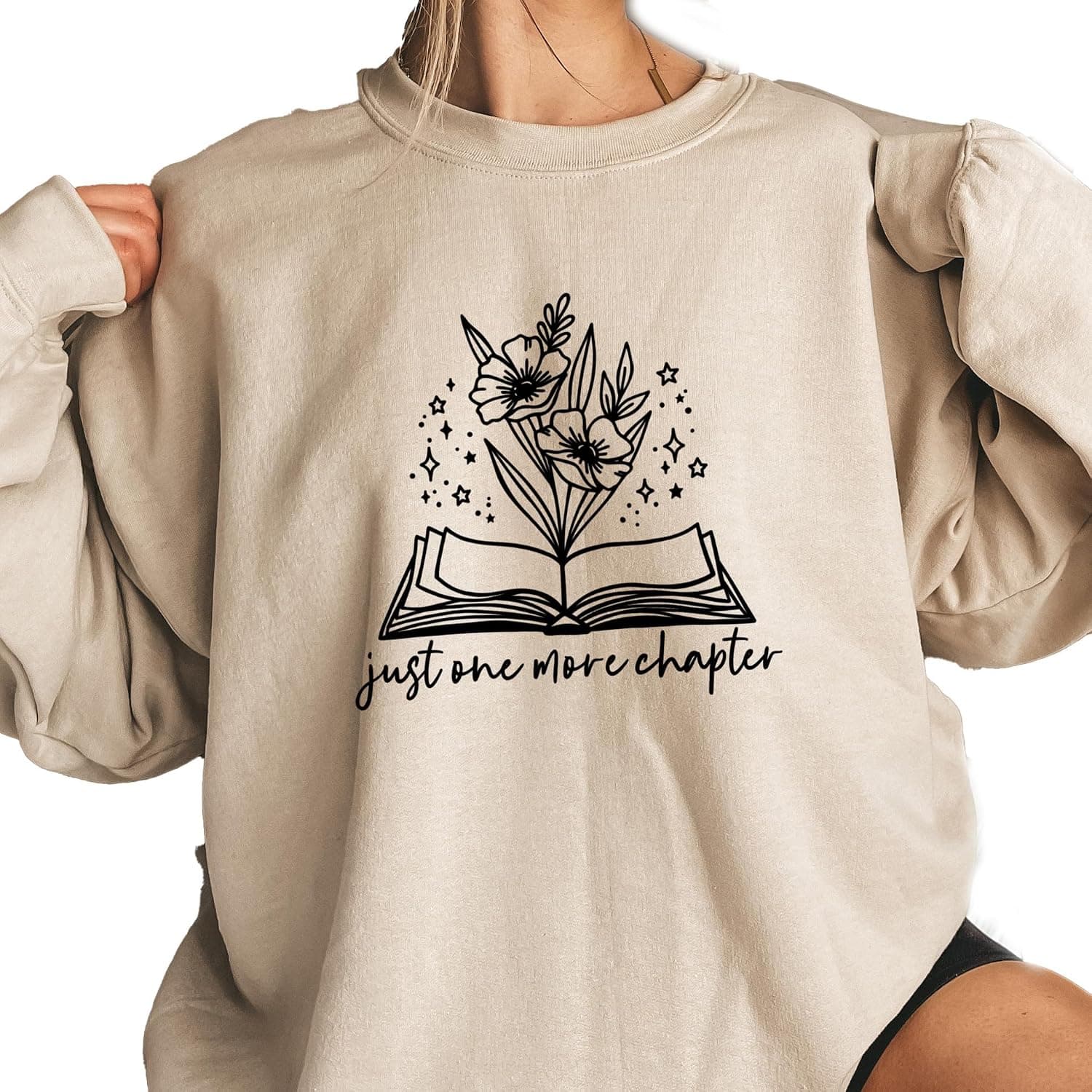 One More Chapter Sweatshirt, Book Lover Crewneck, Book Worm Nerd Gift, Librarian Shirt, Read Shirt, Readers Are Leaders, Reading Teacher Sweatshirt Grey - Trending POD product with BSR 148,766