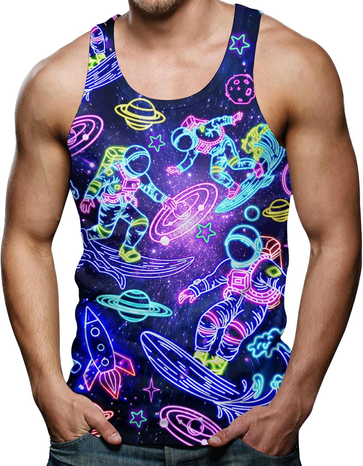 RAISEVERN Mens Tank Top Sleeveless Tee Shirt Gym Workout T-Shirt - Trending POD product with BSR 180,013