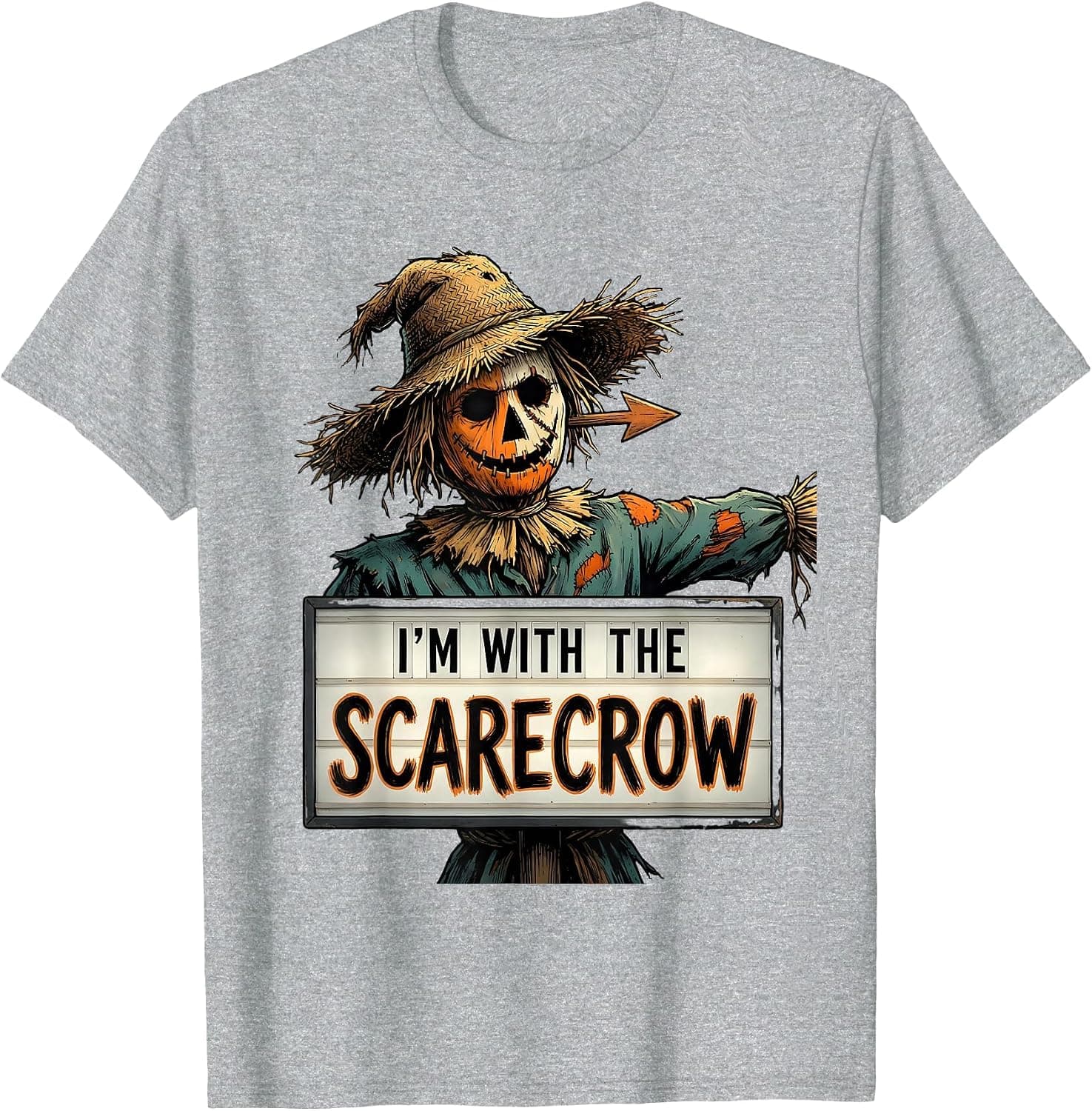 Men's I'm With The Scarecrow Funny Halloween Matching Couple T-Shirt - Trending Amazon merch on demand shirt with BSR 2,270,508