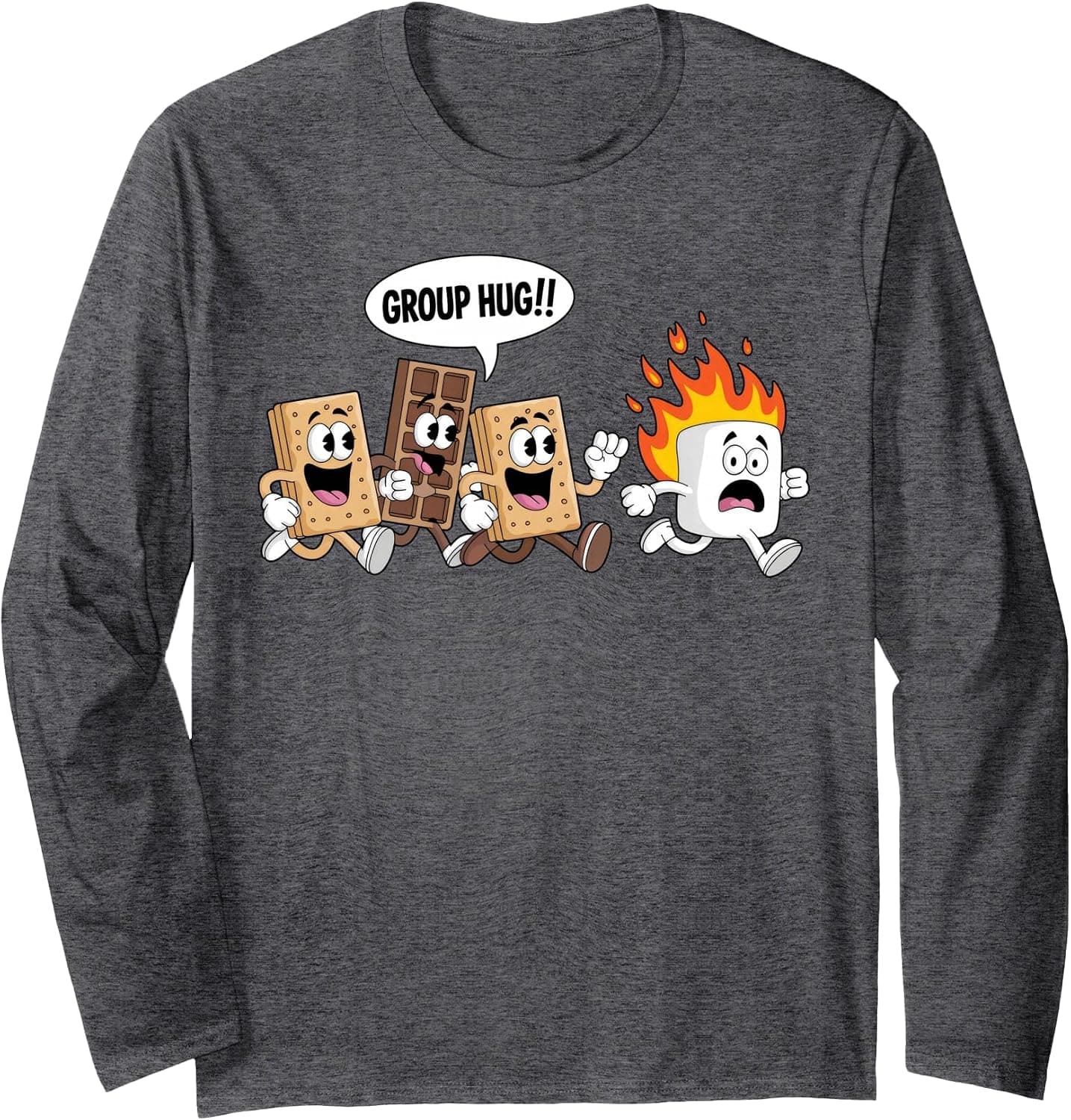 Group Hug Marshmallow Campfire Smores Funny Camping Long Sleeve T-Shirt - Trending POD product with BSR 376,879