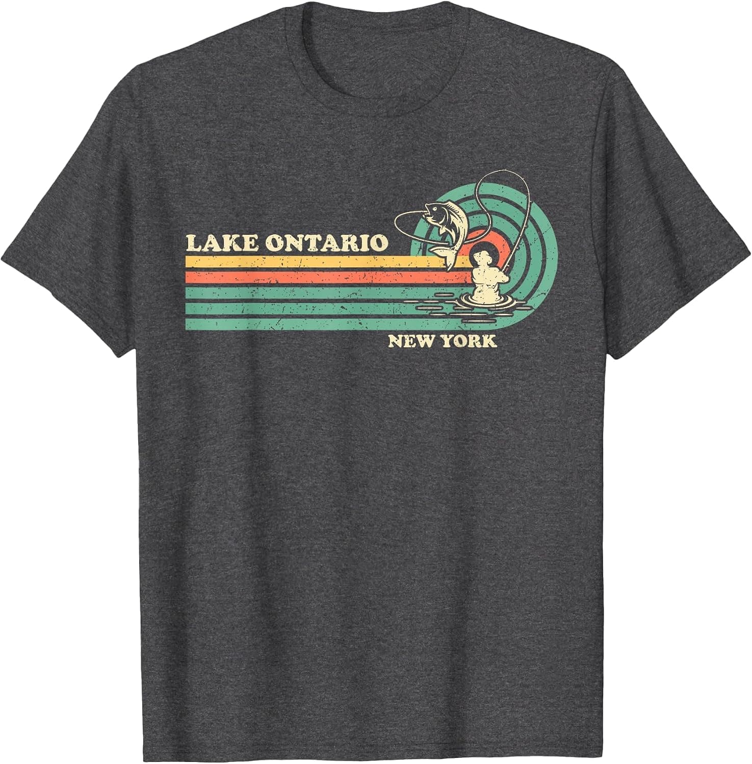 Vintage Retro Summer Fishing New York Ontario Lake T-Shirt - Trending POD product with BSR 113,686