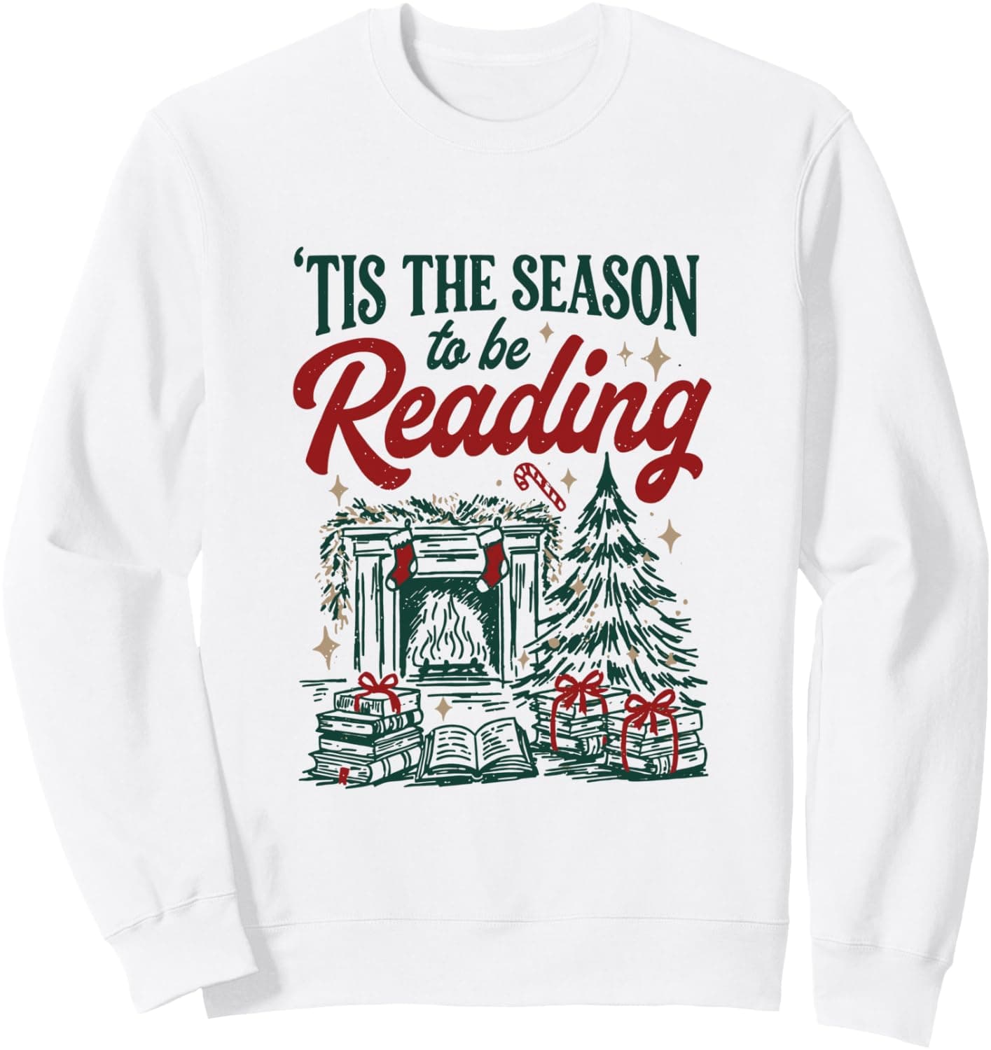 Tis The Season To Be Reading Christmas Book Lover Bookish Sweatshirt - Trending Amazon merch on demand shirt with BSR 901,691