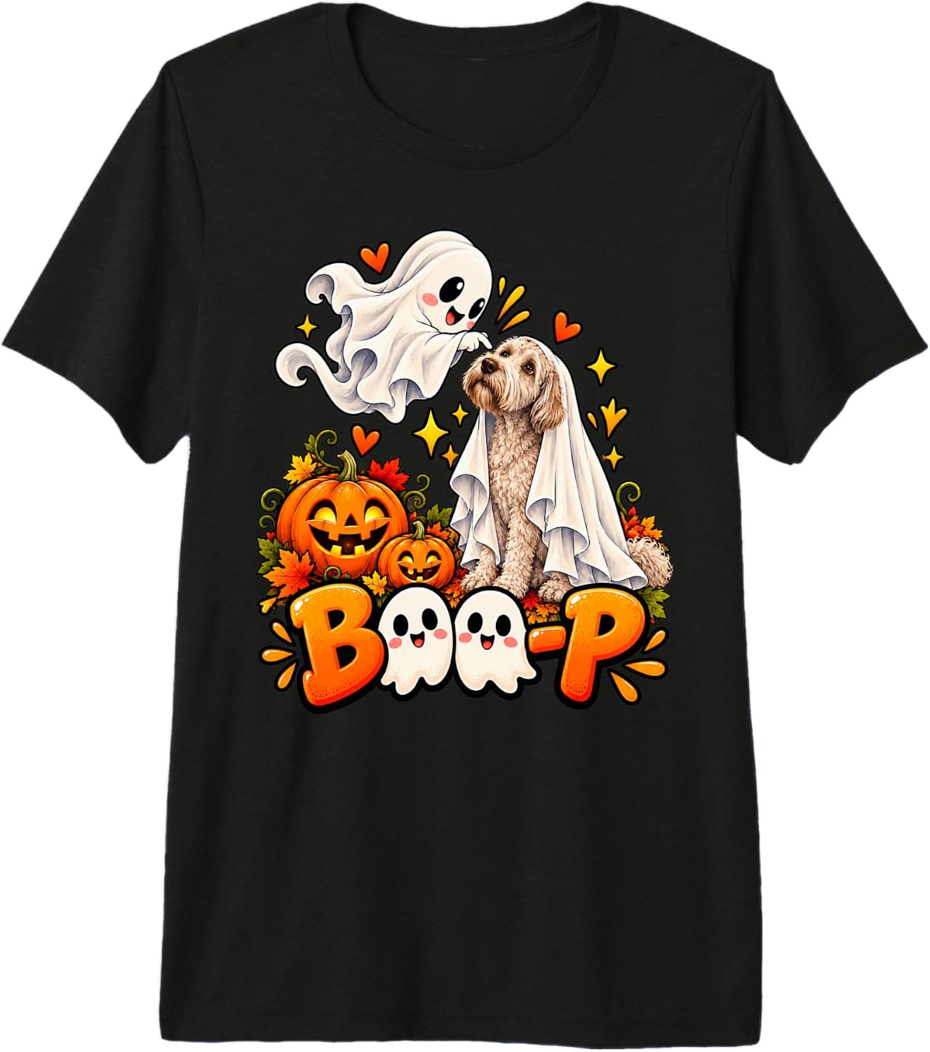 Cute Labradoodle Halloween Boo-P Dog Ghost Premium Tri-Blend T-Shirt - Trending POD product with BSR 1,962,584