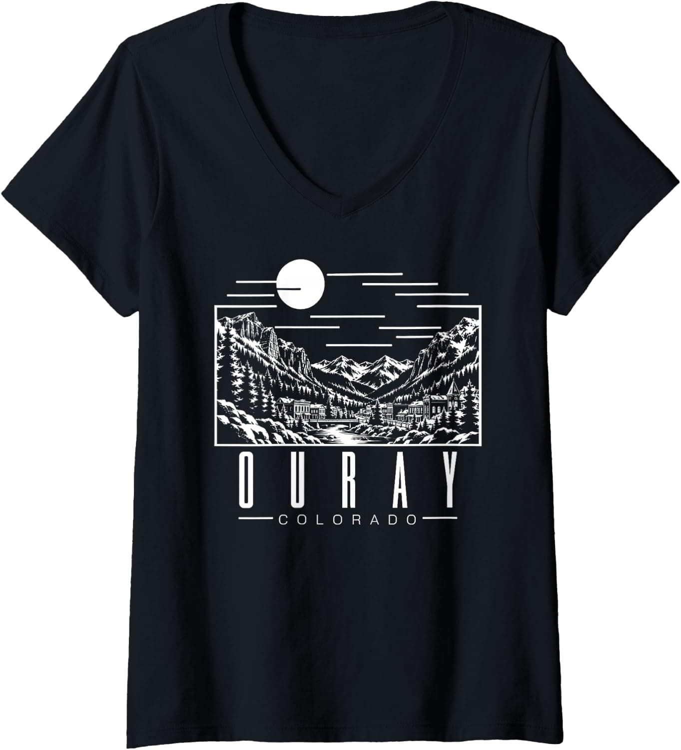 Women's Ouray Colorado Mountain Travel Hiking San Juan Mountains 970 V-Neck T-Shirt - Trending POD product with BSR 1,495,614