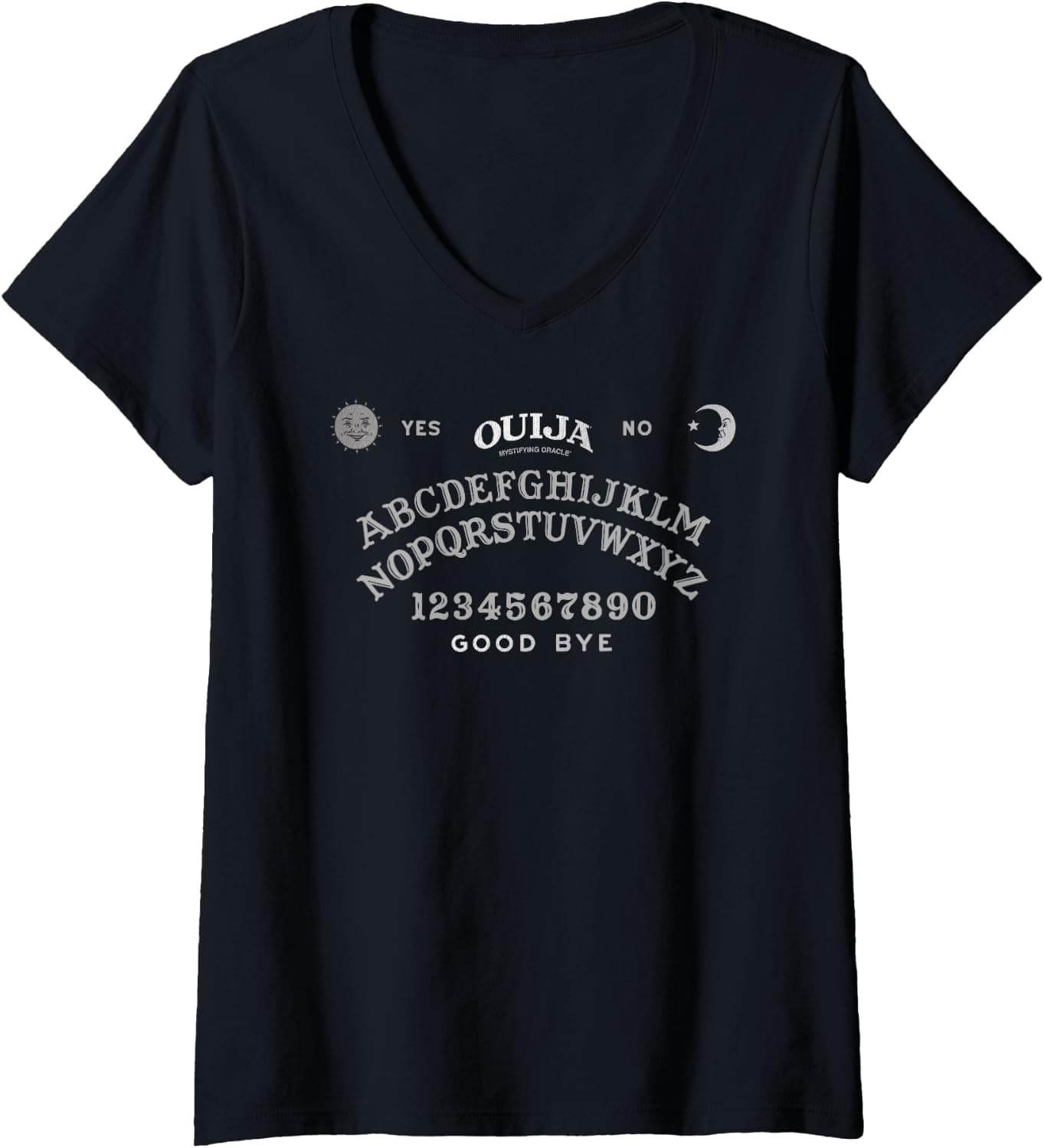 Women's Ouija Raising Spirits Board Game Front Ghost Tarot Card Back V-Neck T-Shirt - Trending Amazon merch on demand shirt with BSR 1,268,251