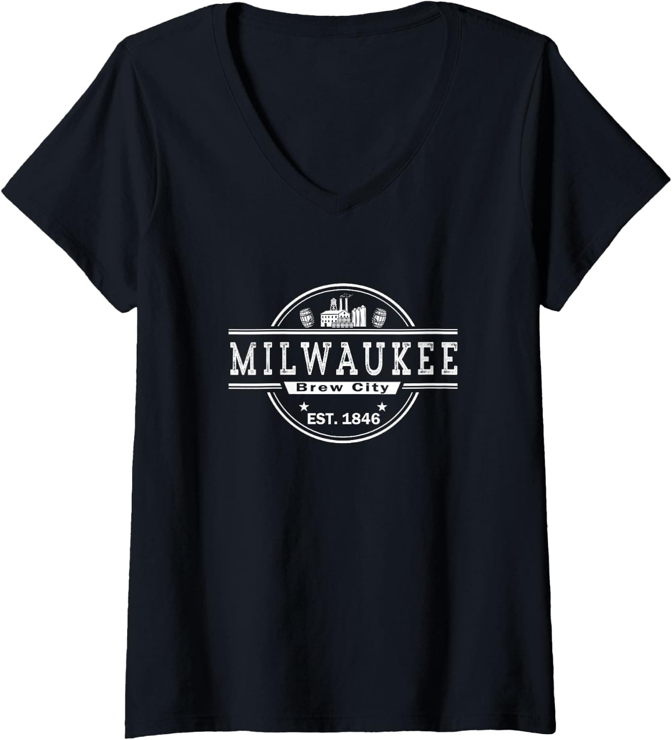 Women's Vintage Brew City Milwaukee V-Neck T-Shirt - Trending Amazon merch on demand shirt with BSR 1,697,243