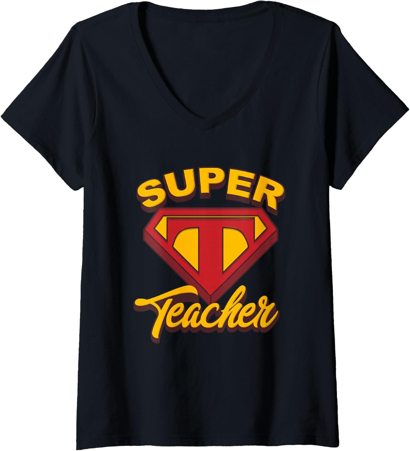 Women's Superteacher Superhero Funny Teacher V-Neck T-Shirt - Trending Amazon merch on demand shirt with BSR 1,061,923