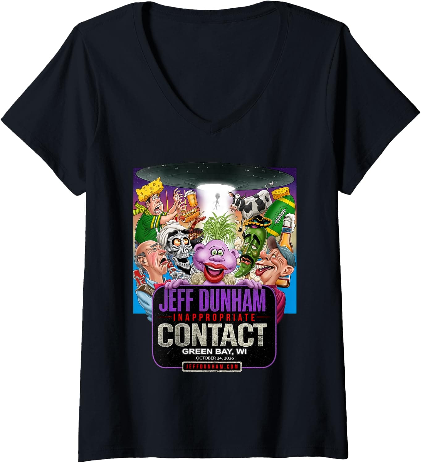 Women's Jeff Dunham Green Bay, WI V-Neck T-Shirt - Trending Amazon merch on demand shirt with BSR 1,321,926
