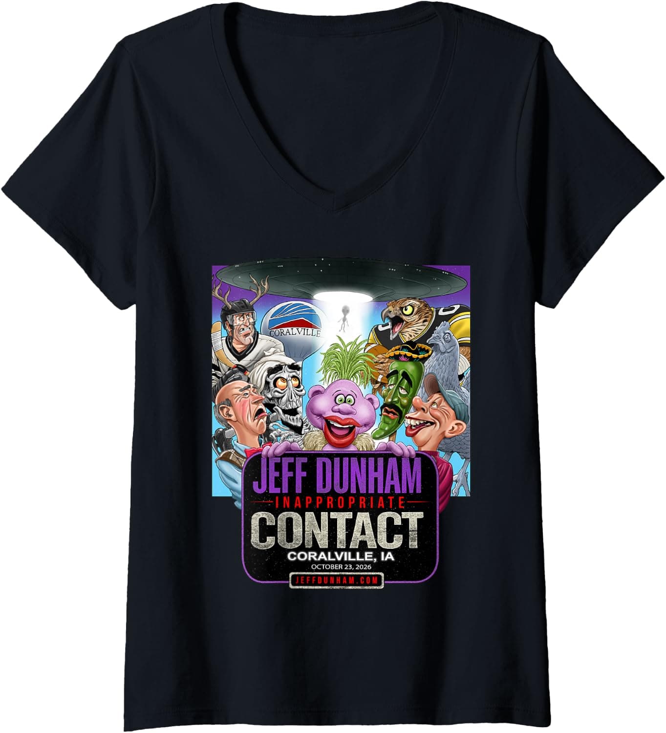 Women's Jeff Dunham Coralville, IA V-Neck T-Shirt - Trending Amazon merch on demand shirt with BSR 1,413,961