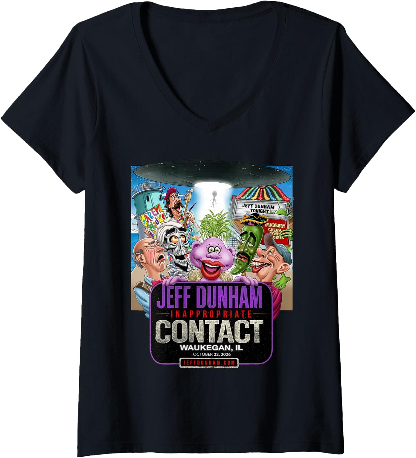 Women's Jeff Dunham Waukegan, IL V-Neck T-Shirt - Trending POD product with BSR 776,735