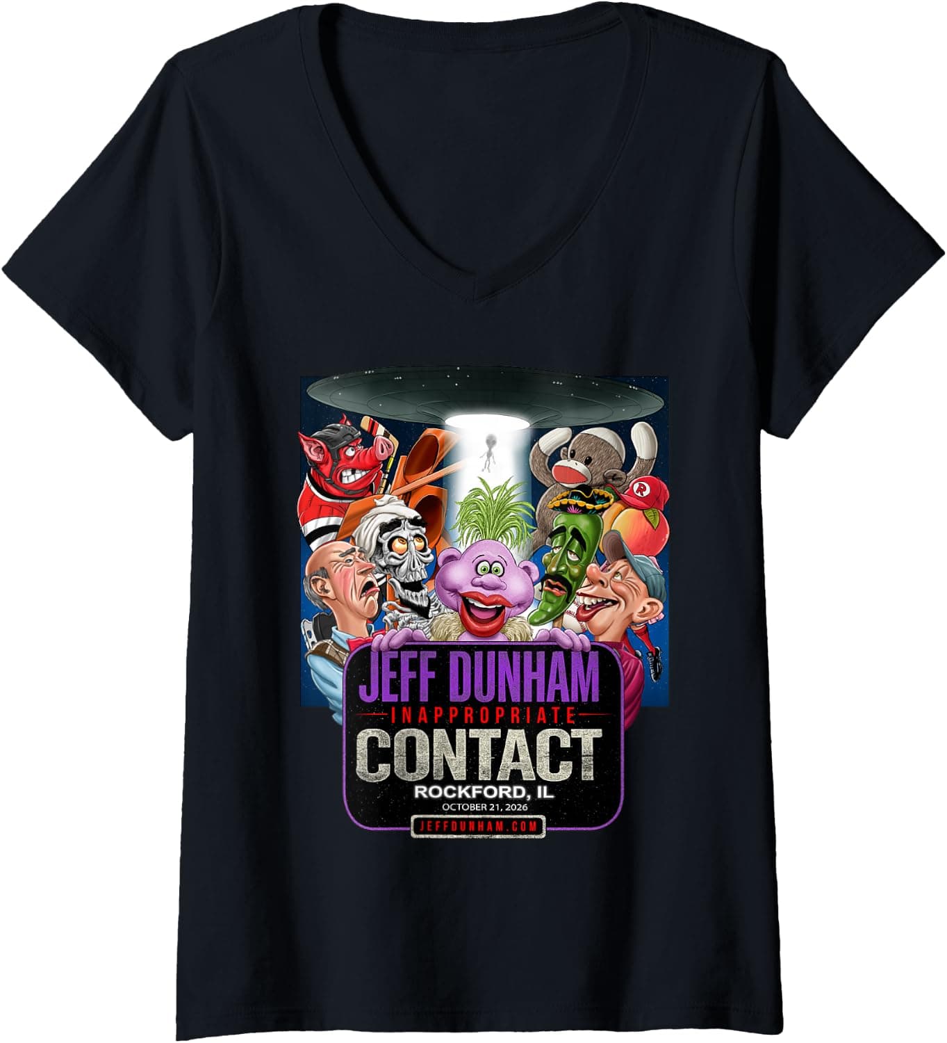 Women's Jeff Dunham Rockford, IL V-Neck T-Shirt - Trending POD product with BSR 1,508,253