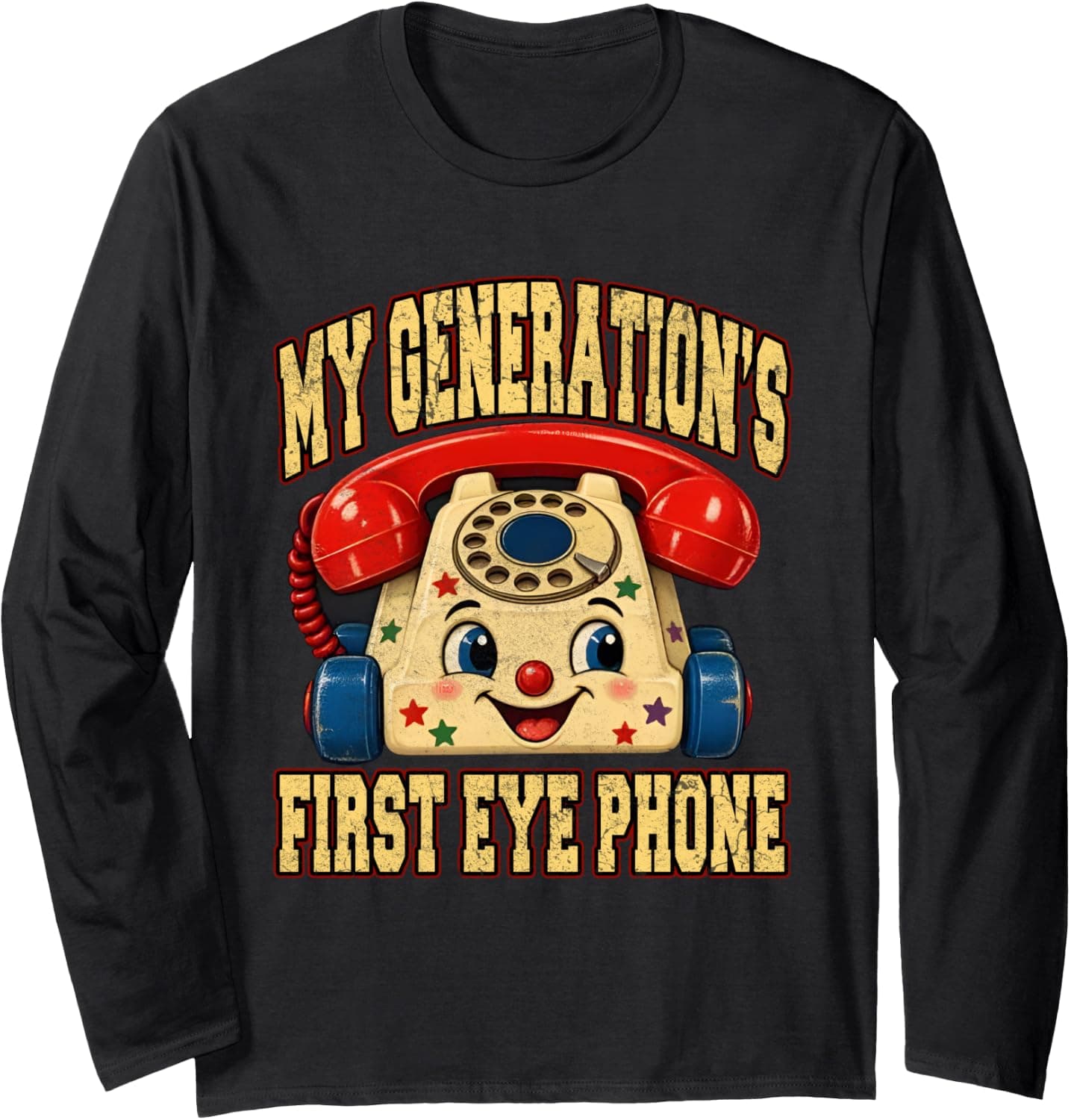 My Generation's First Eye Phone Funny Vintage Long Sleeve T-Shirt - Trending Amazon merch on demand shirt with BSR 1,246,635