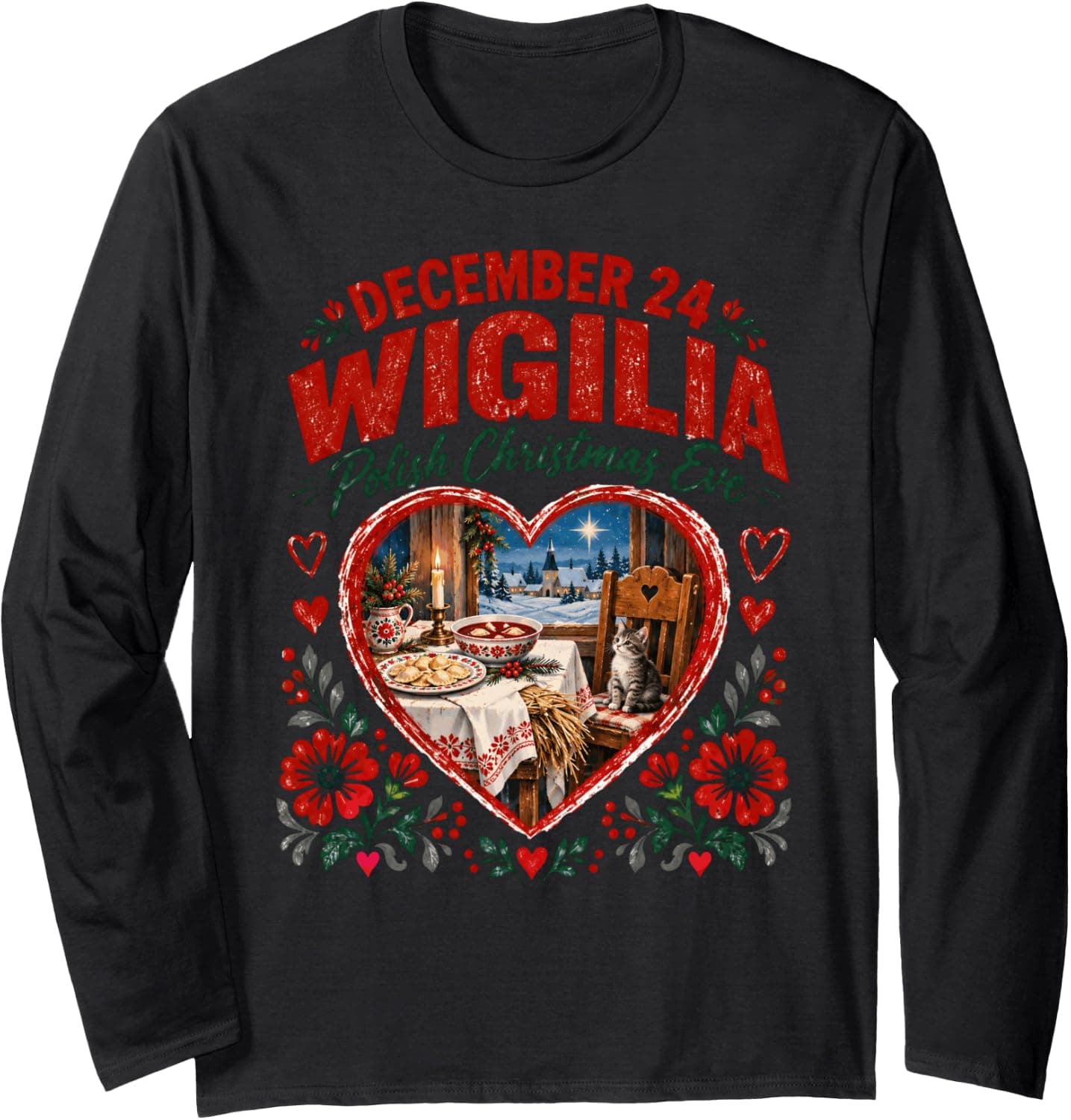 December 24 Wigilia Polish Christmas Eve Long Sleeve T-Shirt - Trending Amazon merch on demand shirt with BSR 1,711,395