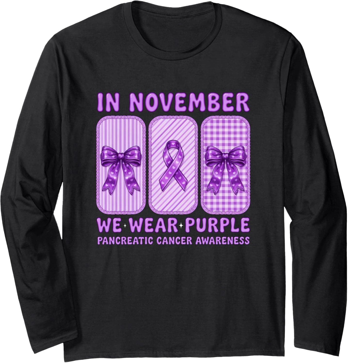 in November We Wear Purple Pancreatic Cancer Awareness Long Sleeve T-Shirt - Trending Amazon merch on demand shirt with BSR 1,062,131