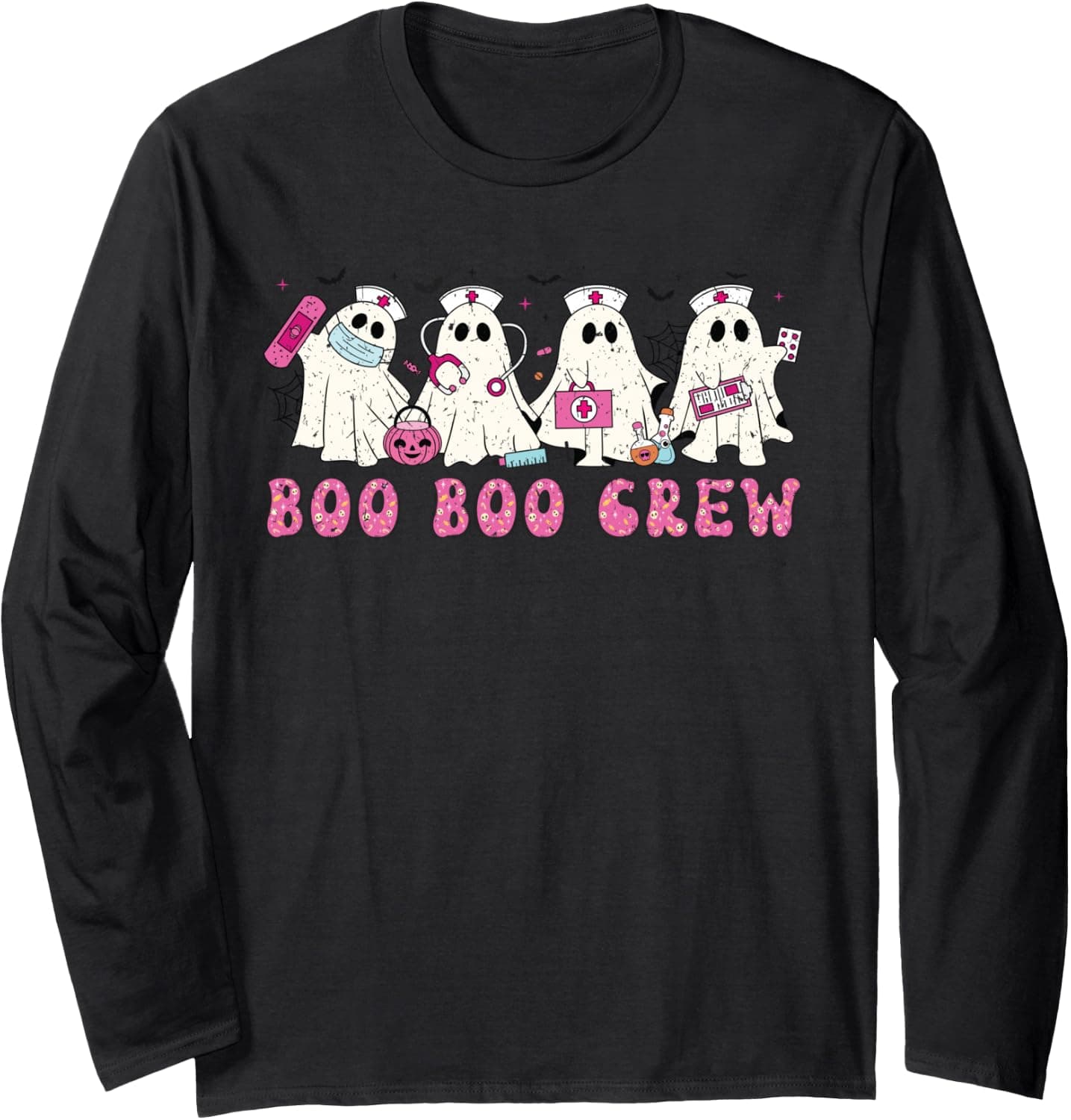 Boo Boo Crew Nurse Funny Ghost Women Halloween Nursing Long Sleeve T-Shirt - Trending POD product with BSR 1,016,733