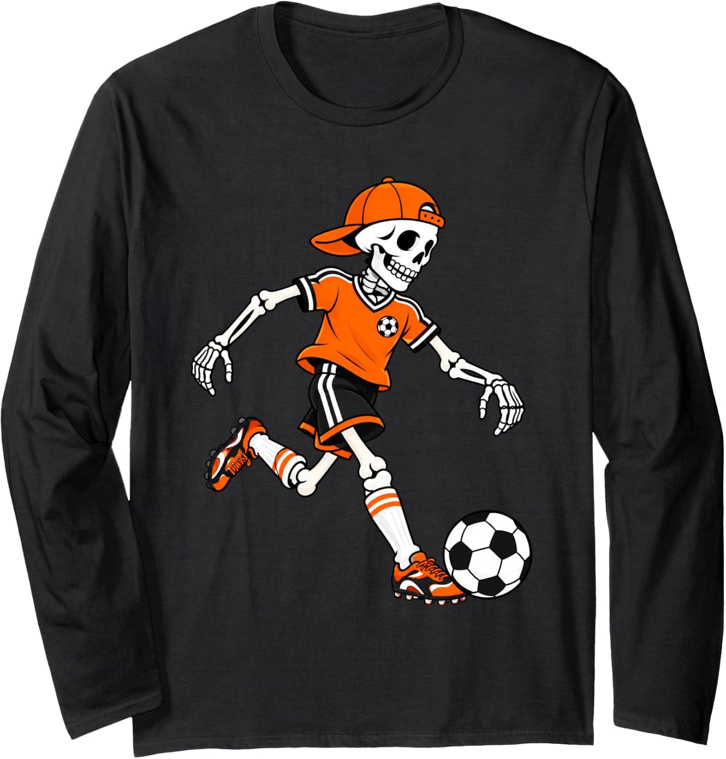 Boys Halloween Kids Playing Soccer Funny Skeleton Spooky Long Sleeve T-Shirt - Trending POD product with BSR 1,271,602