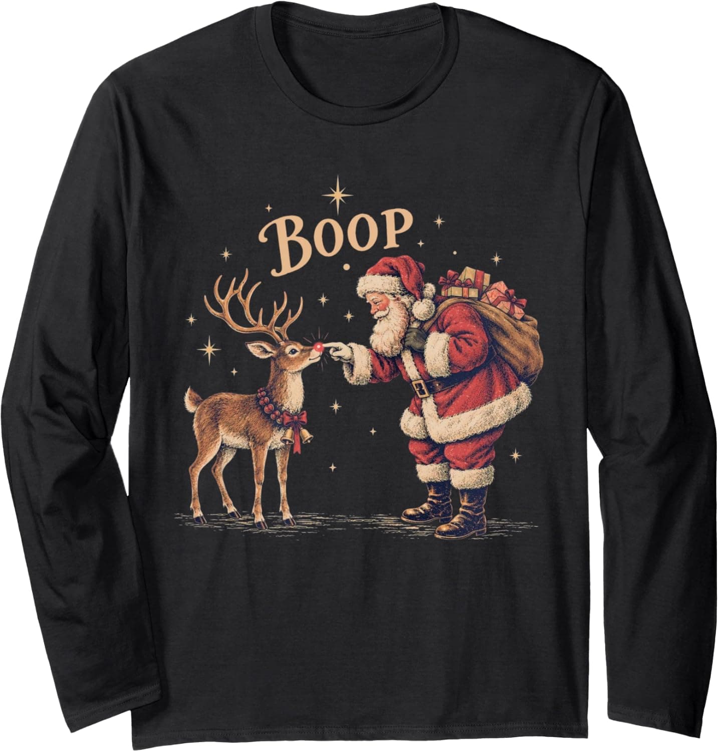 Boop Reindeer Santa Claus Snowflake Xmas Christmas Long Sleeve T-Shirt - Trending Amazon merch on demand shirt with BSR 1,236,551