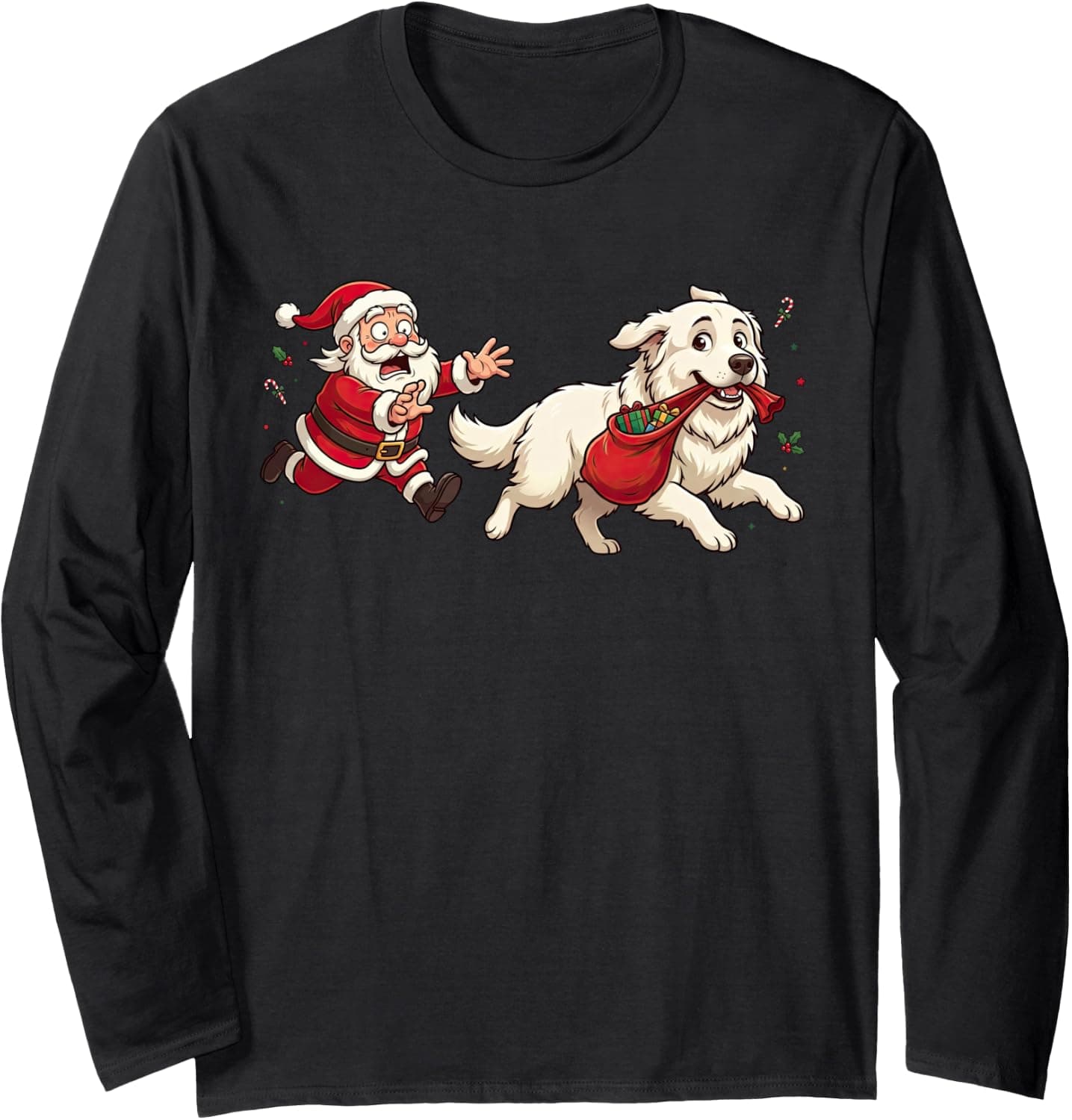 Funny Christmas Great Pyrenees Santa Claus Womens Mens Kids Long Sleeve T-Shirt - Trending Amazon merch on demand shirt with BSR 1,073,562