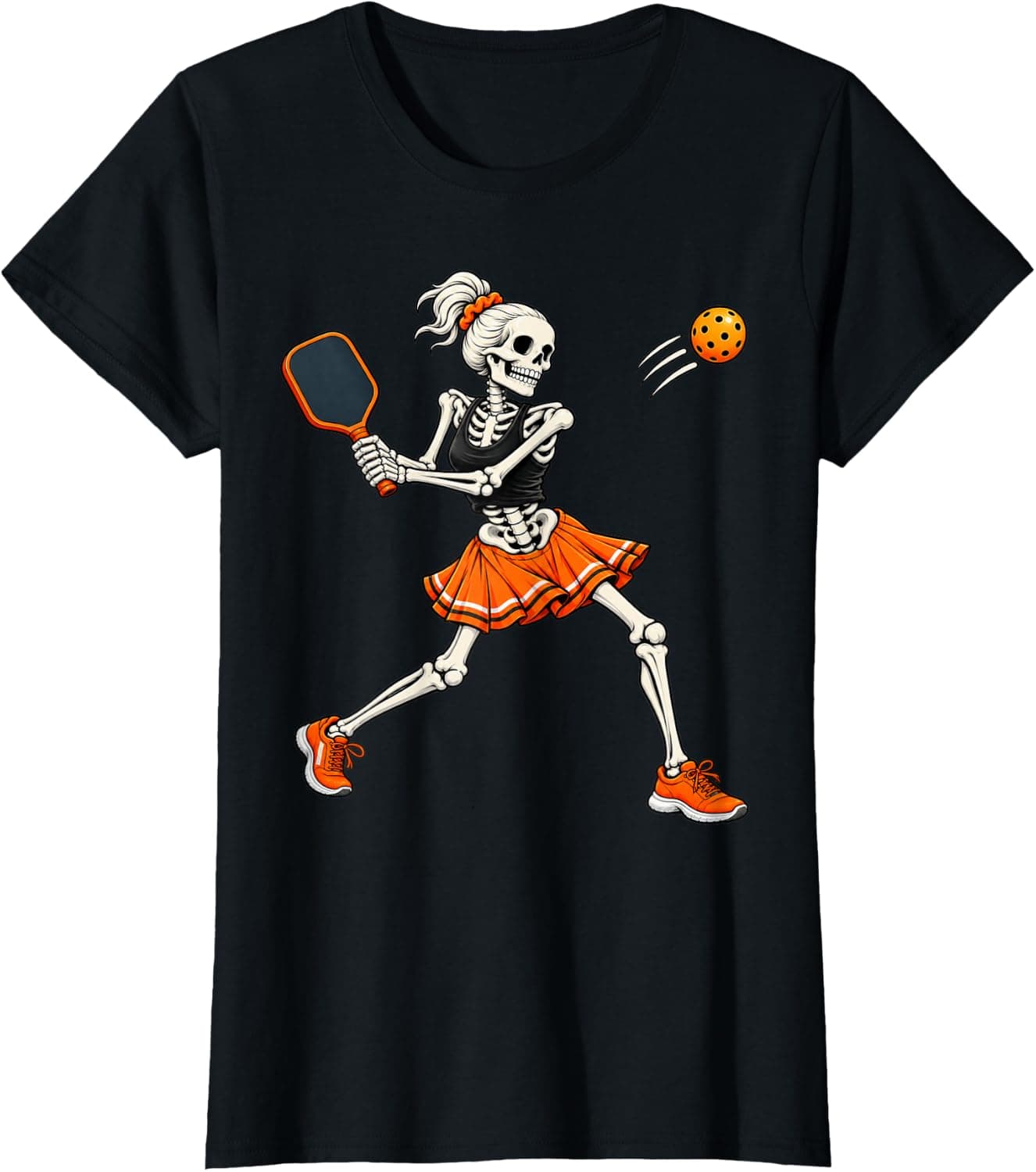 Funny Pickleball Skeleton Halloween Sport Spooky Women Girls T-Shirt - Trending POD product with BSR 368,159