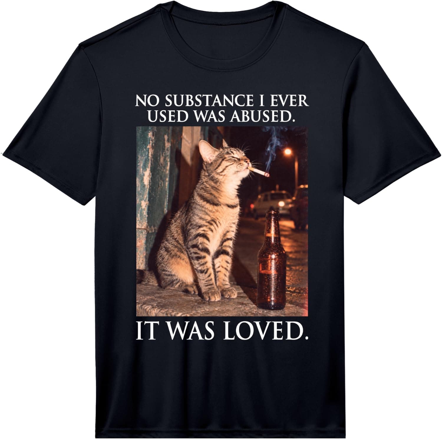 Men's No Substance I Ever Used was Abused It was Loved Cat Smoking Performance T-Shirt - Trending POD product with BSR 1,356,046