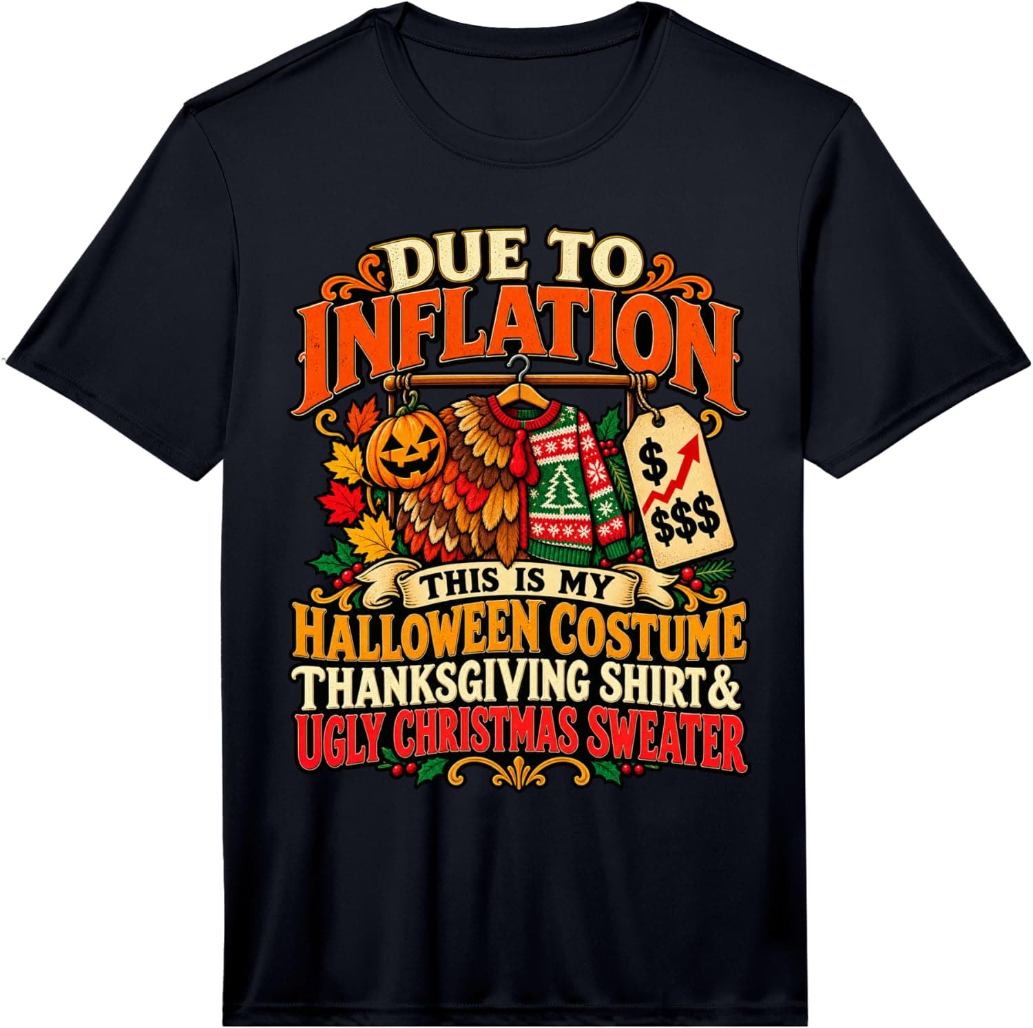 Men's Due to Inflation This is My Halloween Costume Cost Sticker Performance T-Shirt - Trending Amazon merch on demand shirt with BSR 1,600,972