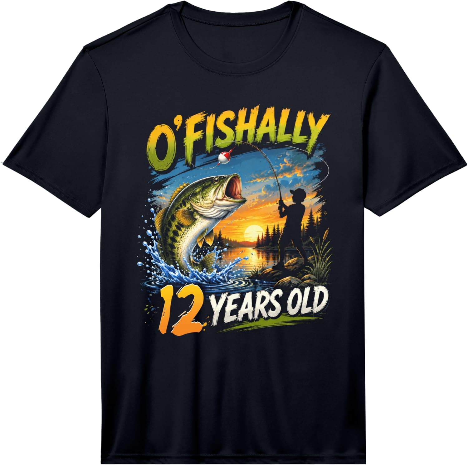 O'fishally 12 Years Old Boy 12th Birthday Fishing Theme Performance T-Shirt - Trending POD product with BSR 1,068,428