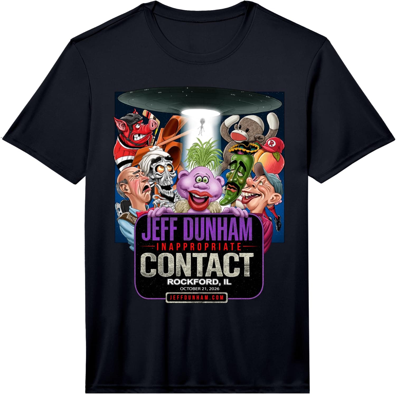 Jeff Dunham Rockford, IL Performance T-Shirt - Trending POD product with BSR 526,682