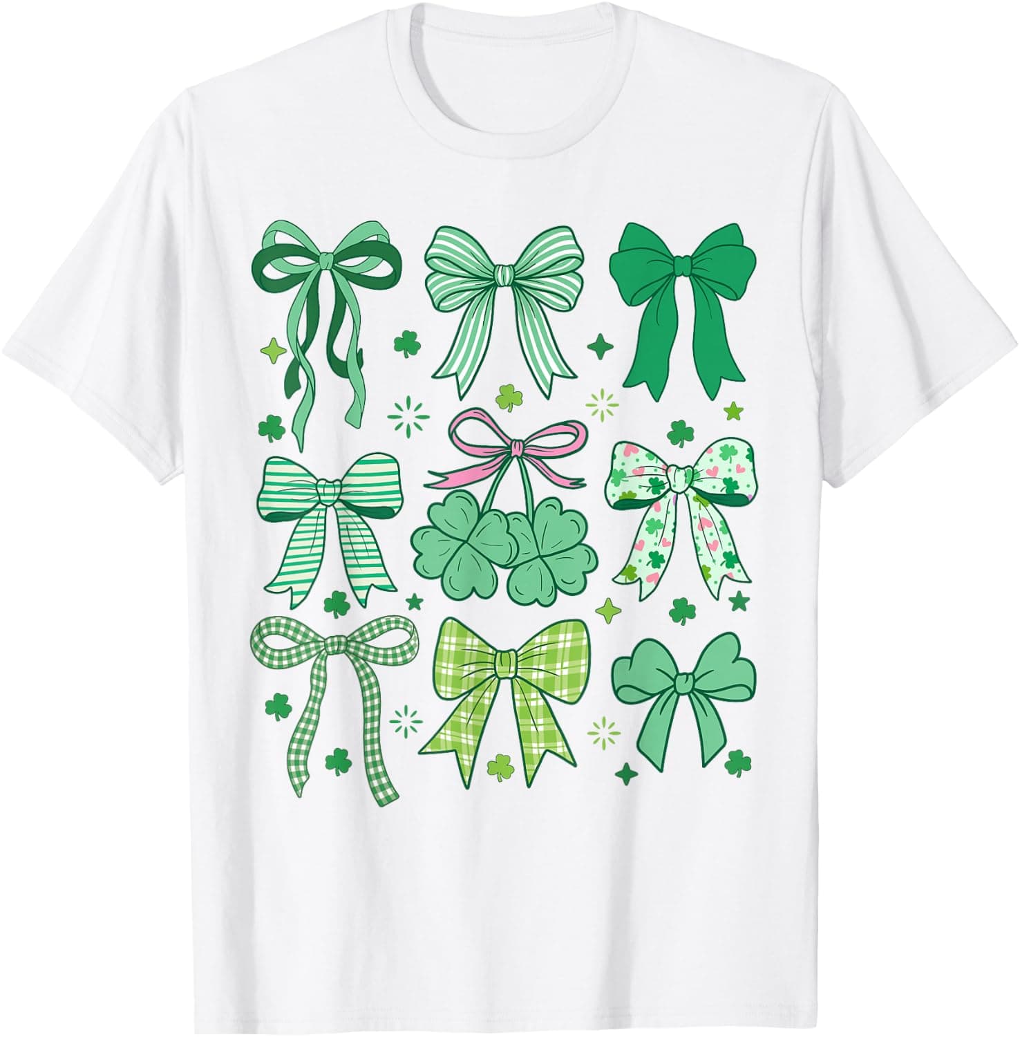 Cute Green Shamrock Bow Coquette St Patricks Day T-Shirt - Trending POD product with BSR 97,022