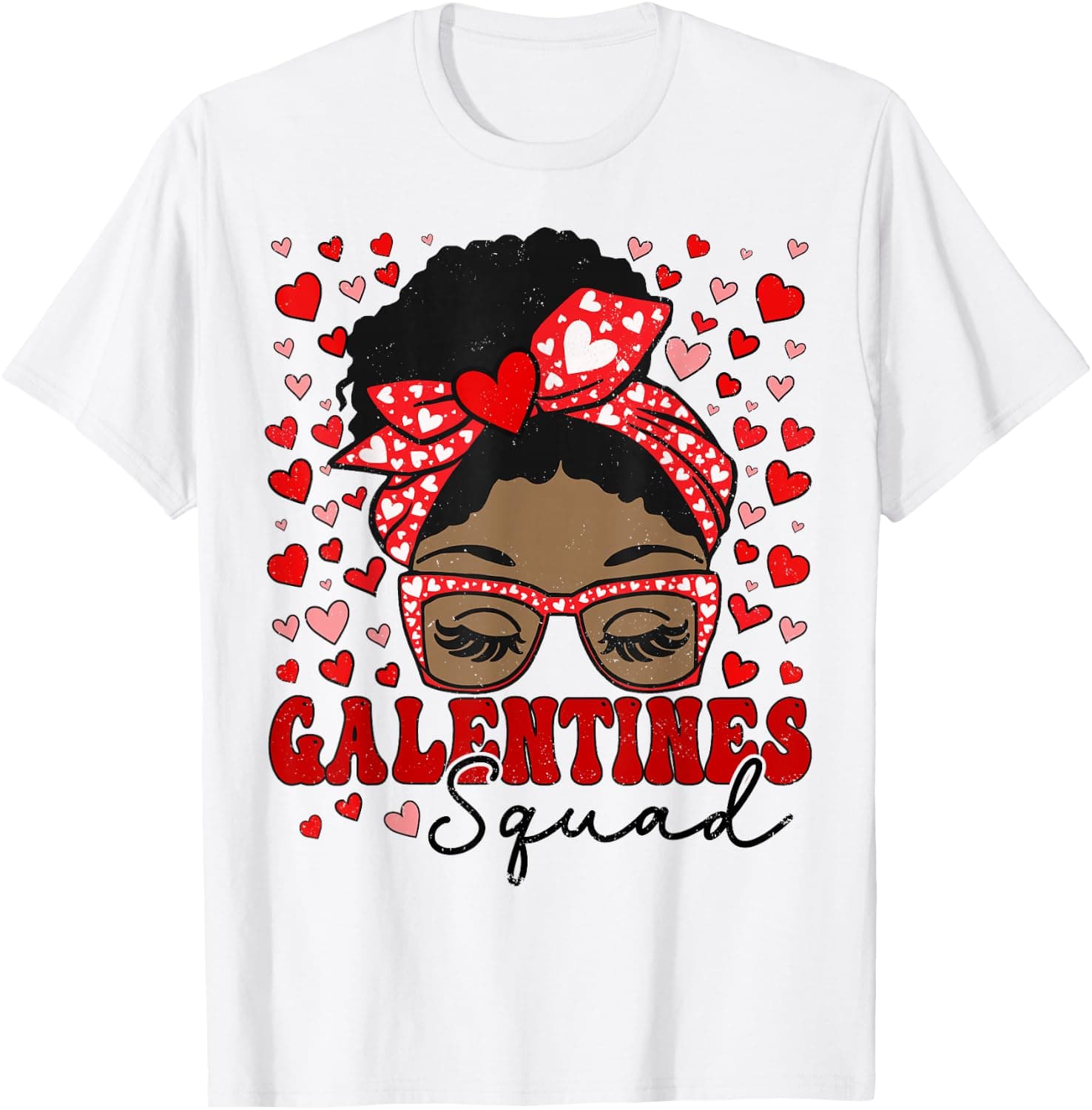 Galentines Squad Messy Bun Afro Galentine's Day Black Women T-Shirt - Trending POD product with BSR 191,663