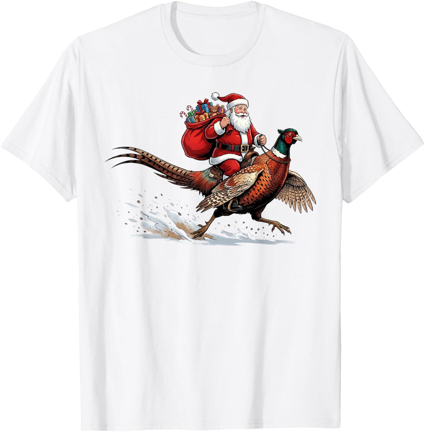 Funny Santa Riding A Pheasant Funny Christmas Hunting T-Shirt - Trending POD product with BSR 1,339,967