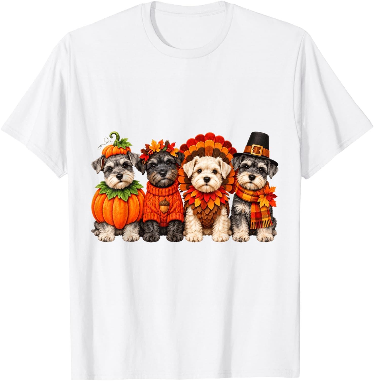 Cute Schnauzer Thanksgiving Turkey Pumpkin Fall Dog Lover T-Shirt - Trending Amazon merch on demand shirt with BSR 1,934,516